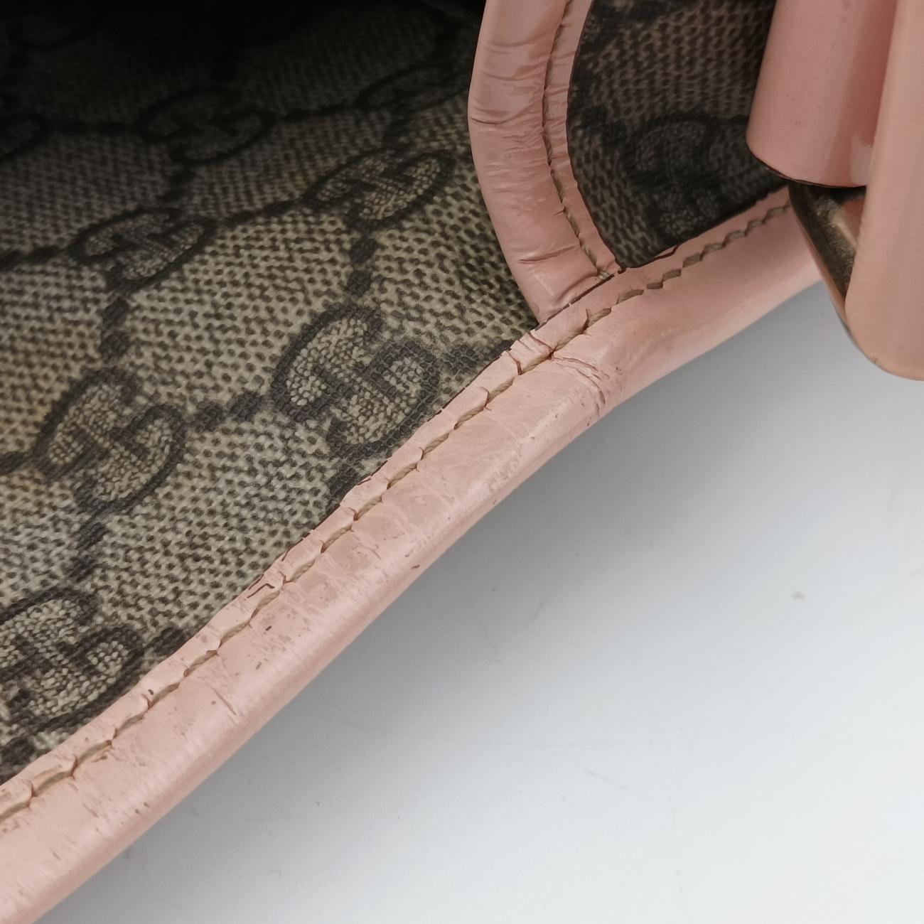 Secondhand Gucci GG Plus Messenger Beige x Pink PVC coated canvas 201732 crossbodybag | stylenewstar