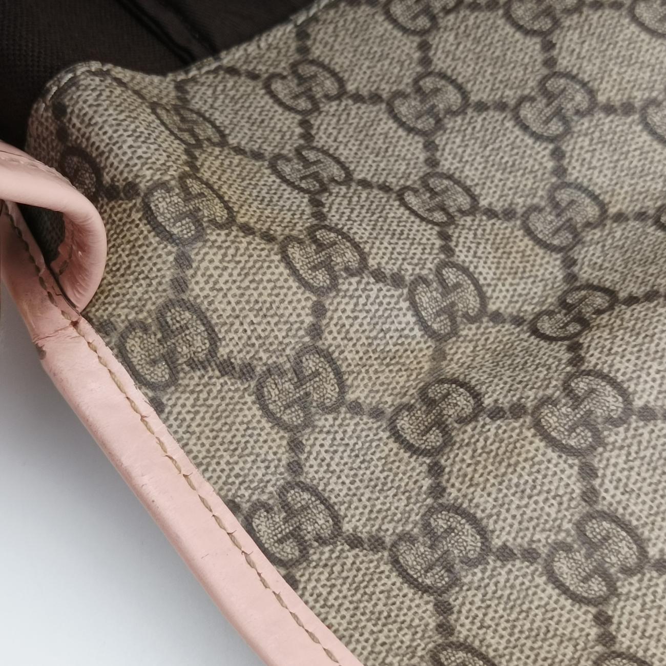 Secondhand Gucci GG Plus Messenger Beige x Pink PVC coated canvas 201732 crossbodybag | stylenewstar