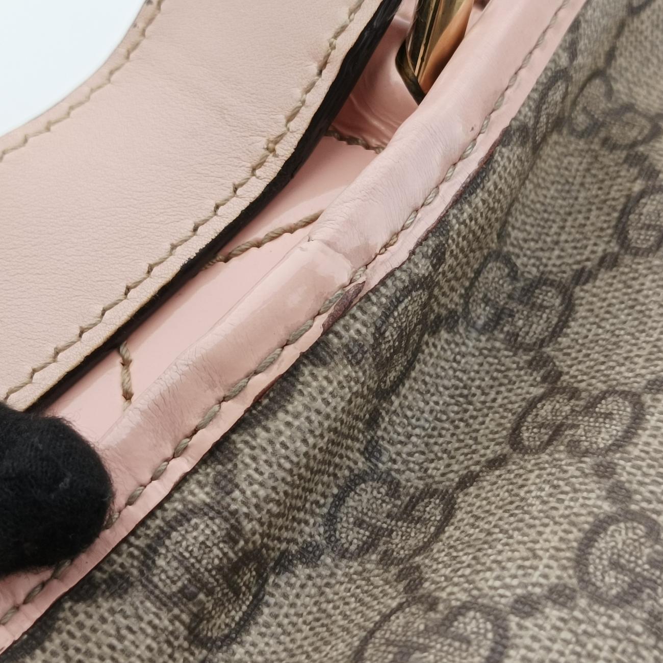 Secondhand Gucci GG Plus Messenger Beige x Pink PVC coated canvas 201732 crossbodybag | stylenewstar