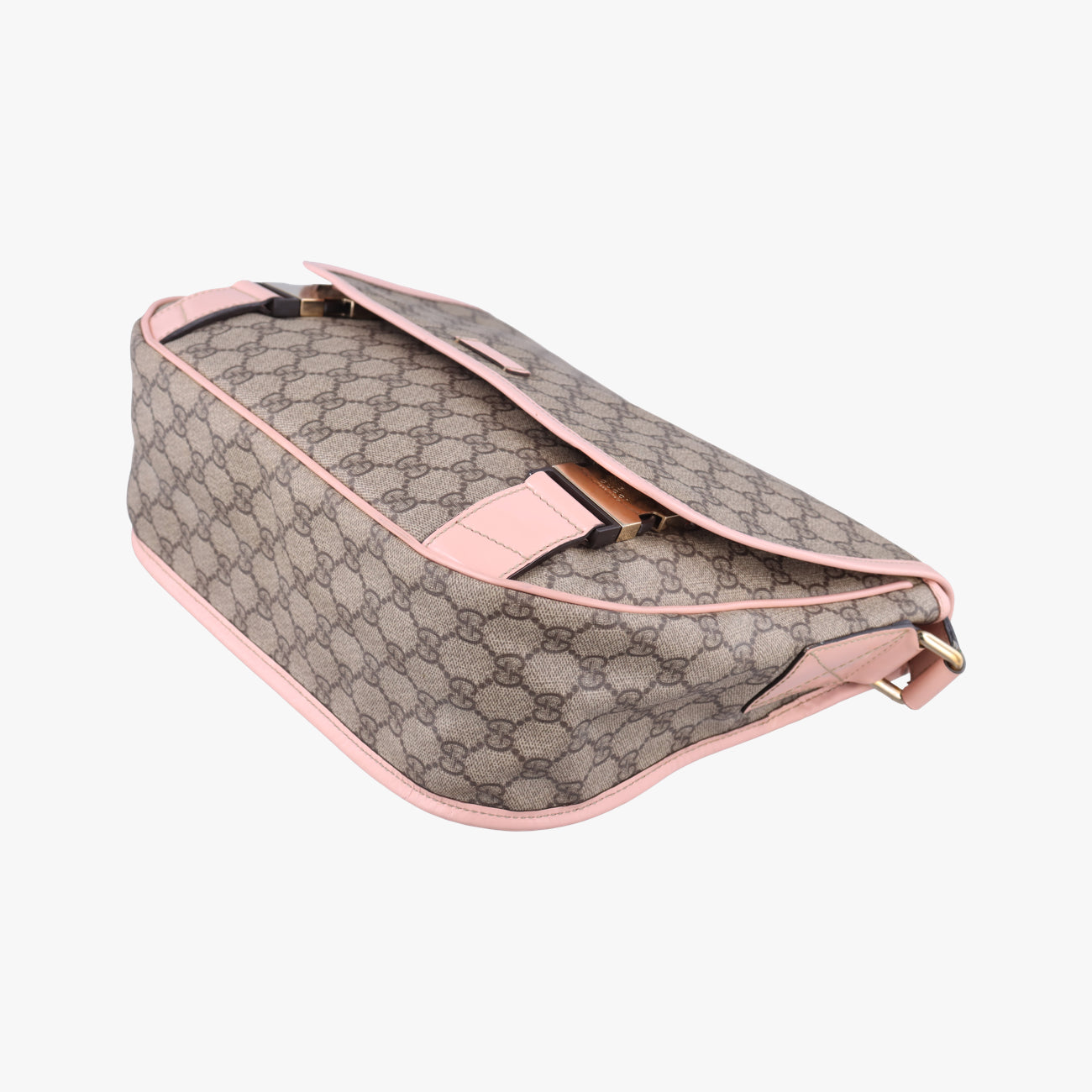 Secondhand Gucci GG Plus Messenger Beige x Pink PVC coated canvas 201732 crossbodybag | stylenewstar