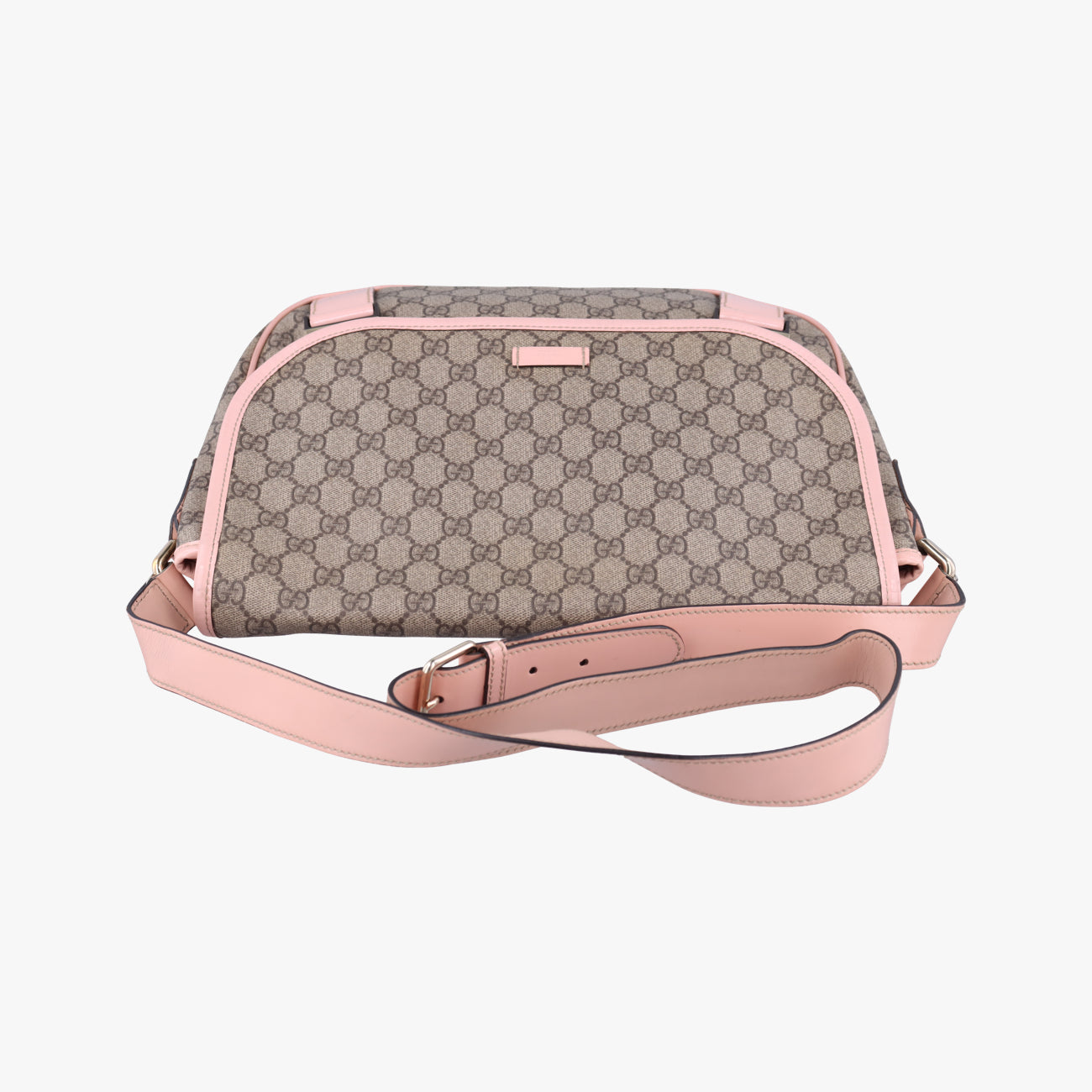 Secondhand Gucci GG Plus Messenger Beige x Pink PVC coated canvas 201732 crossbodybag | stylenewstar