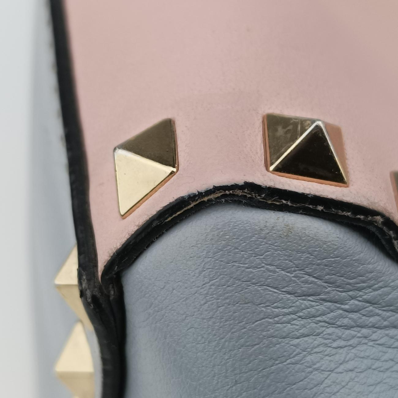 Pre-owned Valentino Rockstud Pink×Blue×Yellow Leather  shoulderbag | stylenewstar