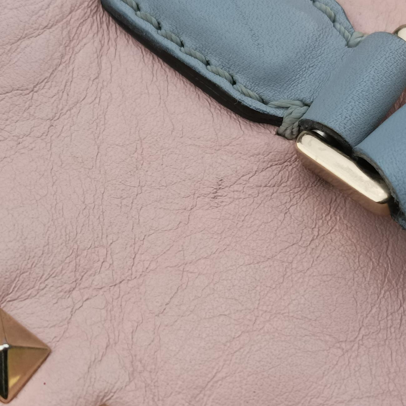 Pre-owned Valentino Rockstud Pink×Blue×Yellow Leather  shoulderbag | stylenewstar