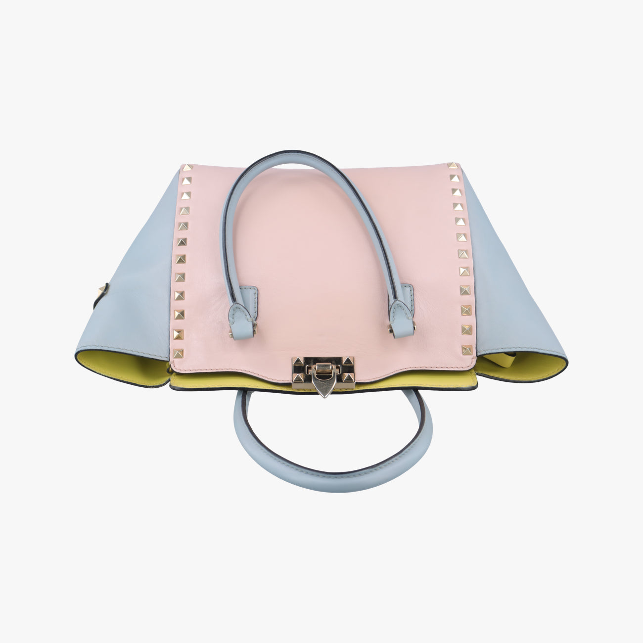 Pre-owned Valentino Rockstud Pink×Blue×Yellow Leather  shoulderbag | stylenewstar