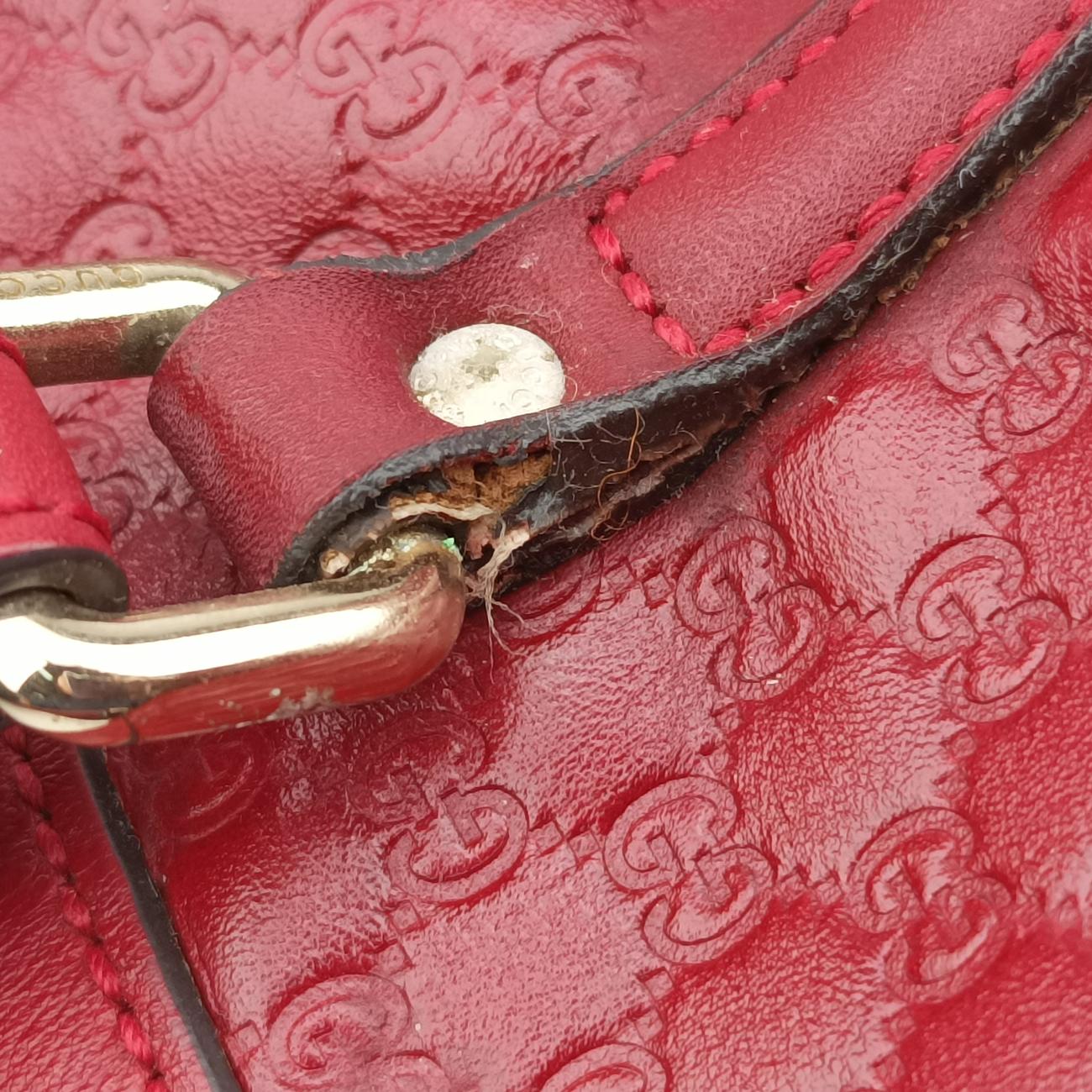 Pre-owned Gucci Microguccissima Red Leather 449654 handbag | stylenewstar