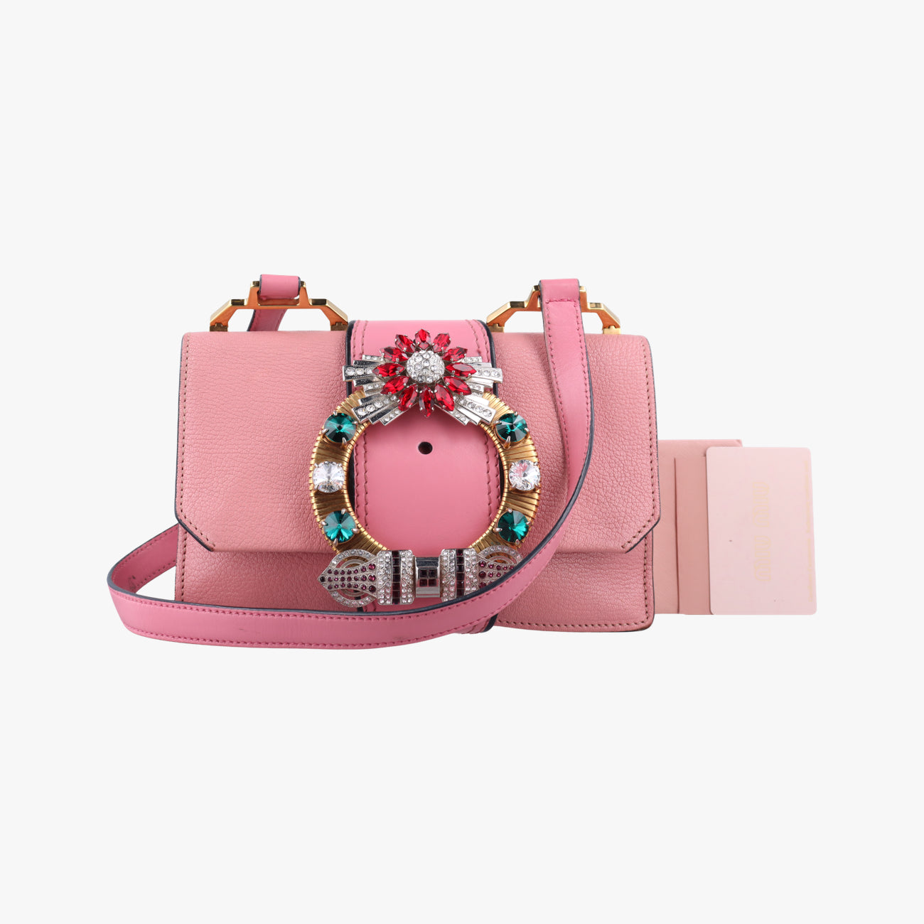 Pre-owned Miu Miu Miu Lady Pink×multicolor Leather  shoulderbag | stylenewstar