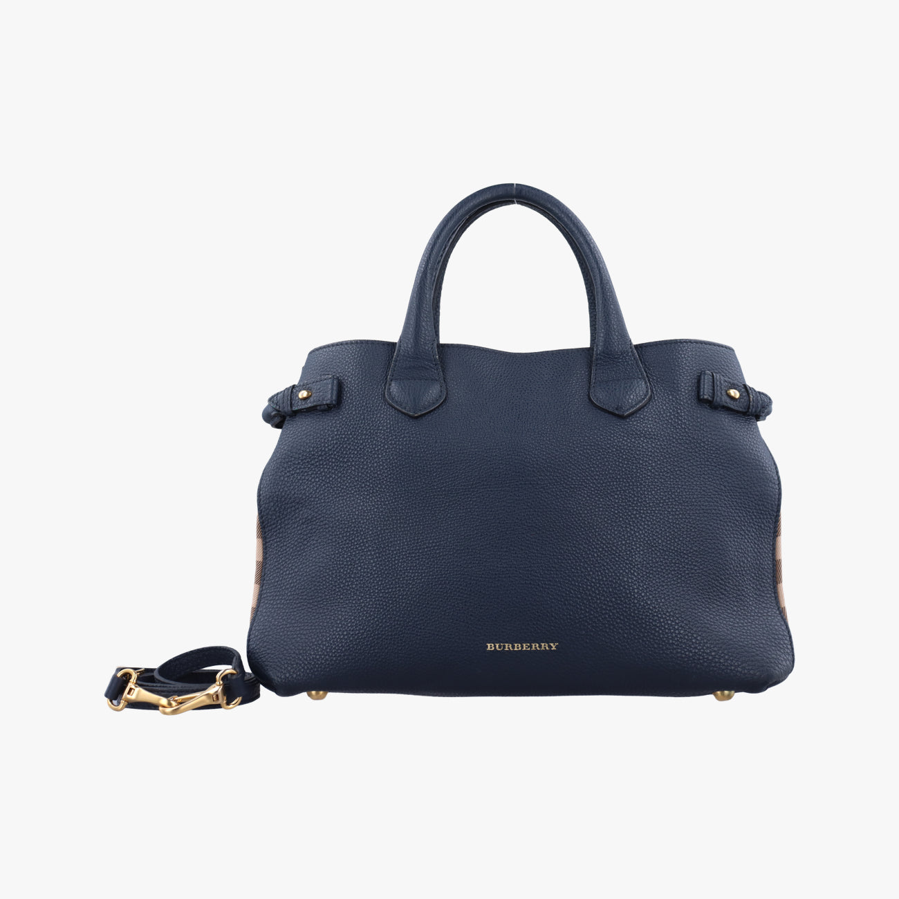 Vintage Burberry The Banner Navy × Multicolor Leather × Canvas  handbag | stylenewstar