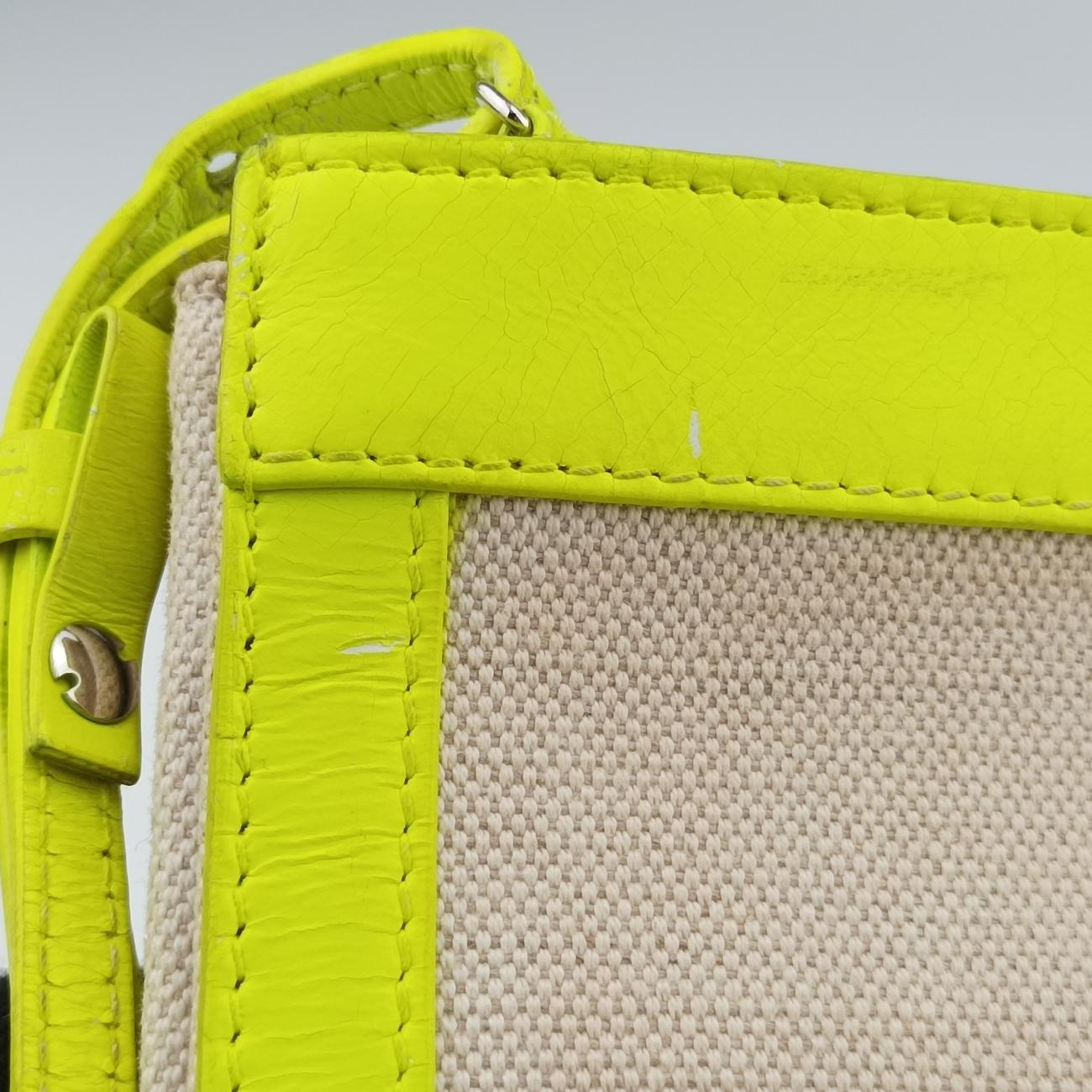 Pre-owned Balenciaga Original Yellow×beige Canvas×leather  shoulderbag | stylenewstar