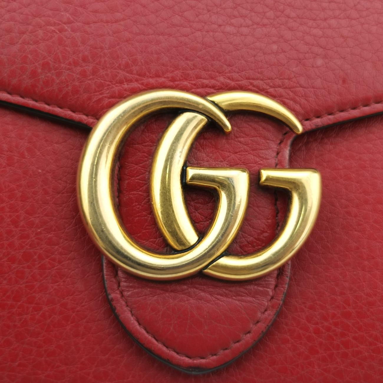 Pre-owned Gucci GG Marmont Red Leather 401232 shoulderbag | stylenewstar