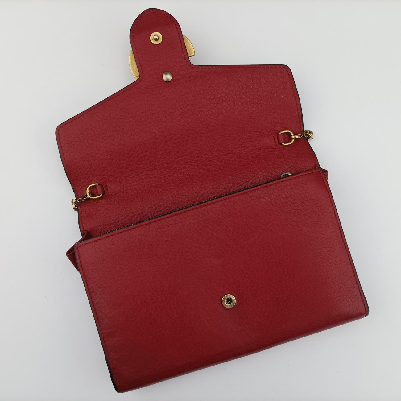 Pre-owned Gucci GG Marmont Red Leather 401232 shoulderbag | stylenewstar