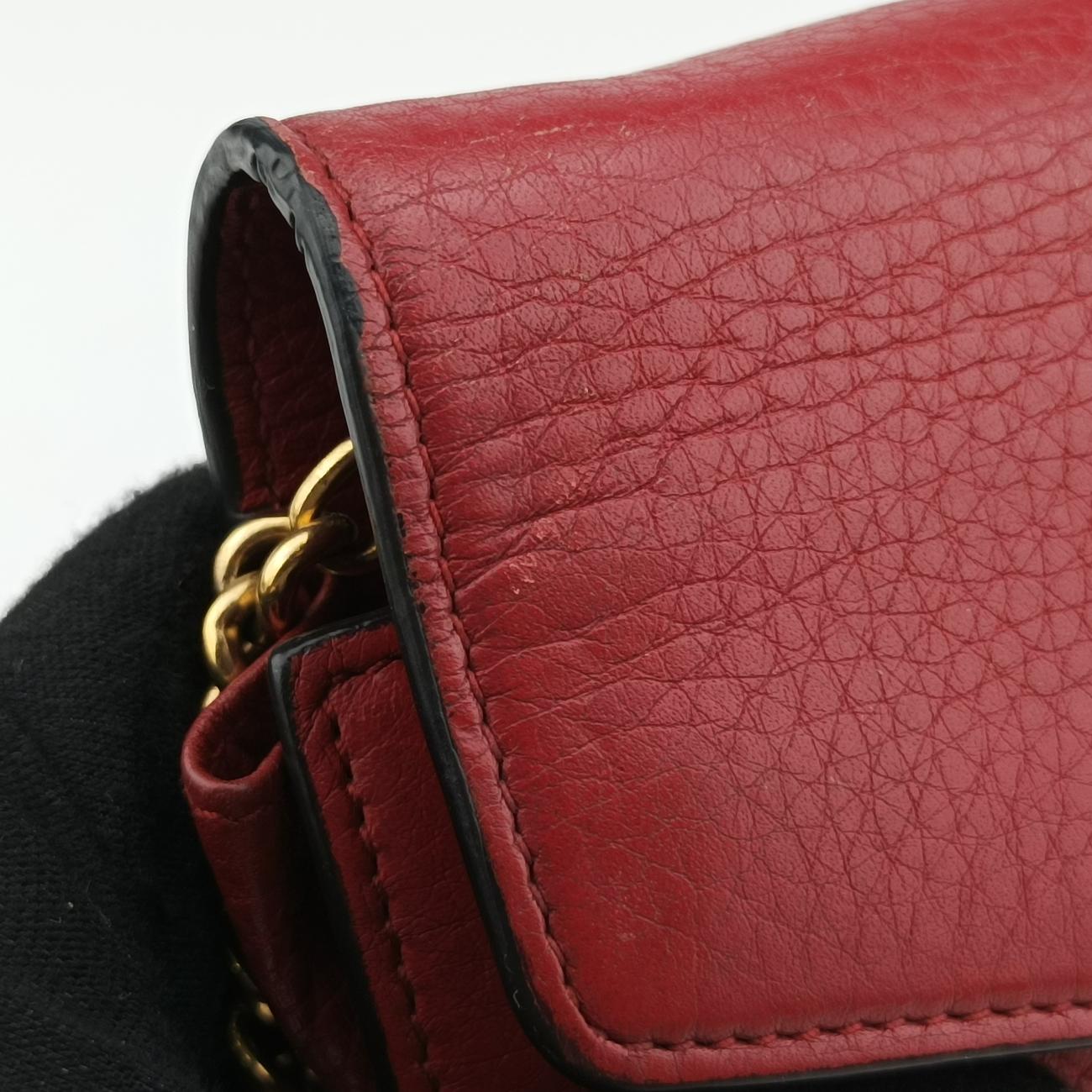 Pre-owned Gucci GG Marmont Red Leather 401232 shoulderbag | stylenewstar