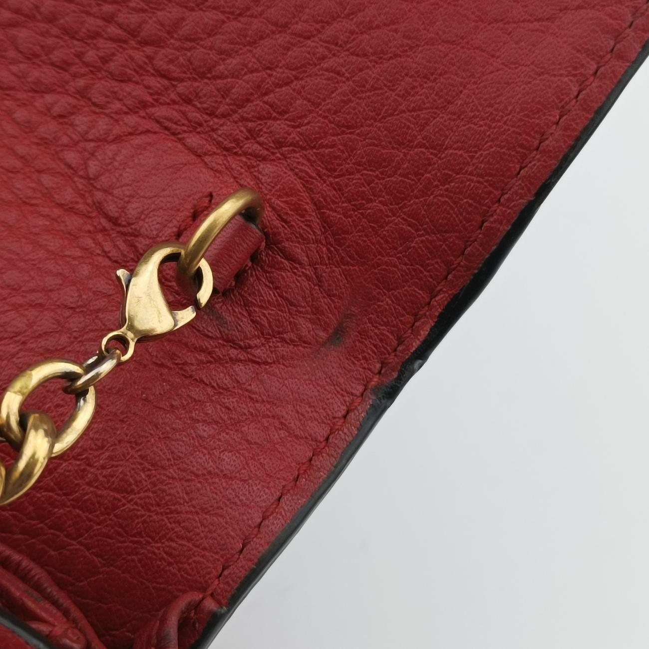 Pre-owned Gucci GG Marmont Red Leather 401232 shoulderbag | stylenewstar