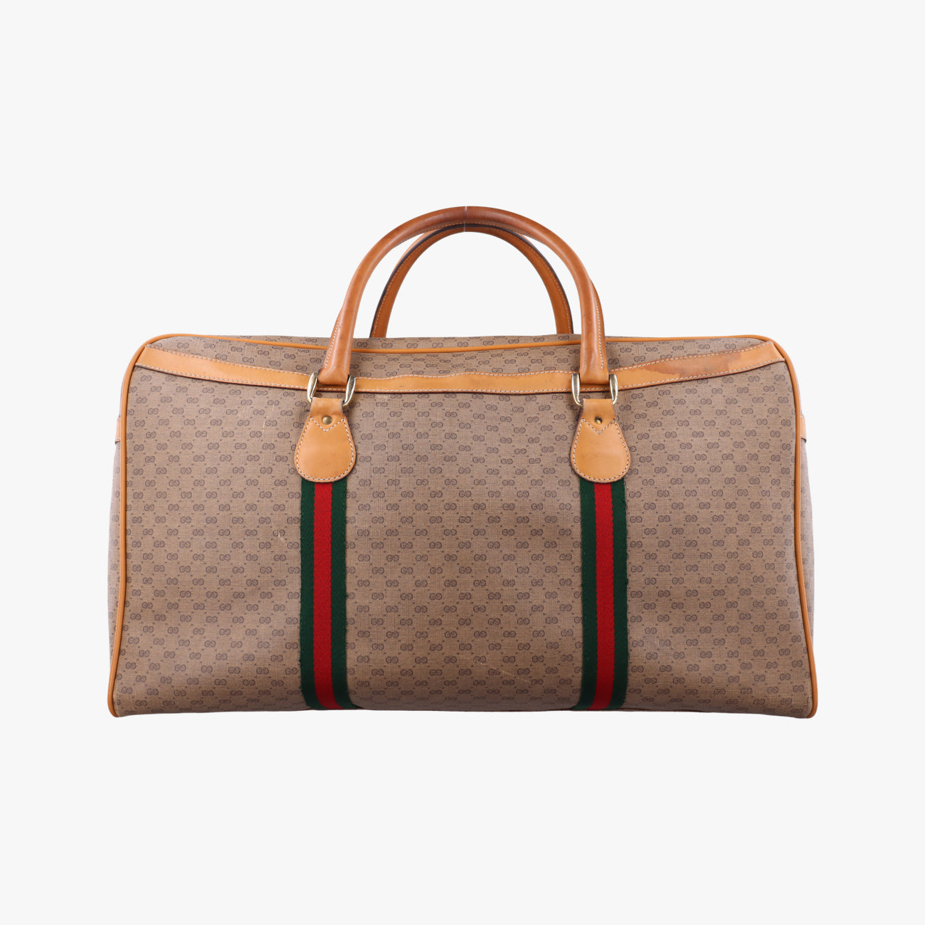 Pre-owned Gucci GG Micro Beige x Red x Green PVC coated canvas 12.9 handbag | stylenewstar