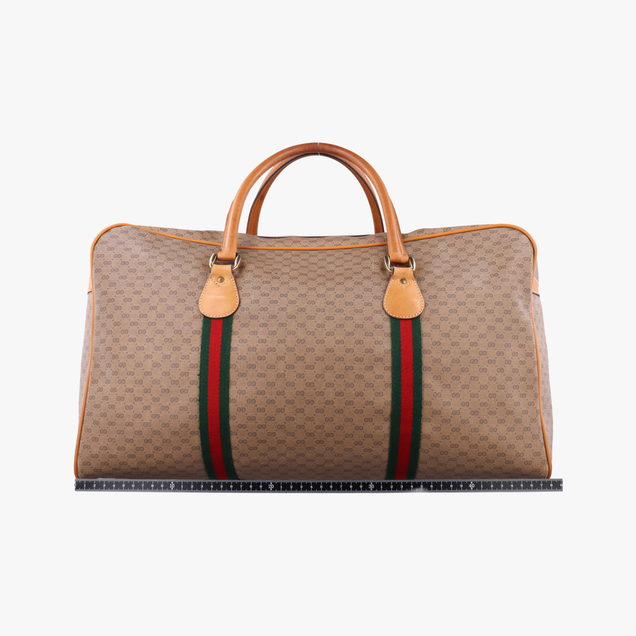 Pre-owned Gucci GG Micro Beige x Red x Green PVC coated canvas 12.9 handbag | stylenewstar