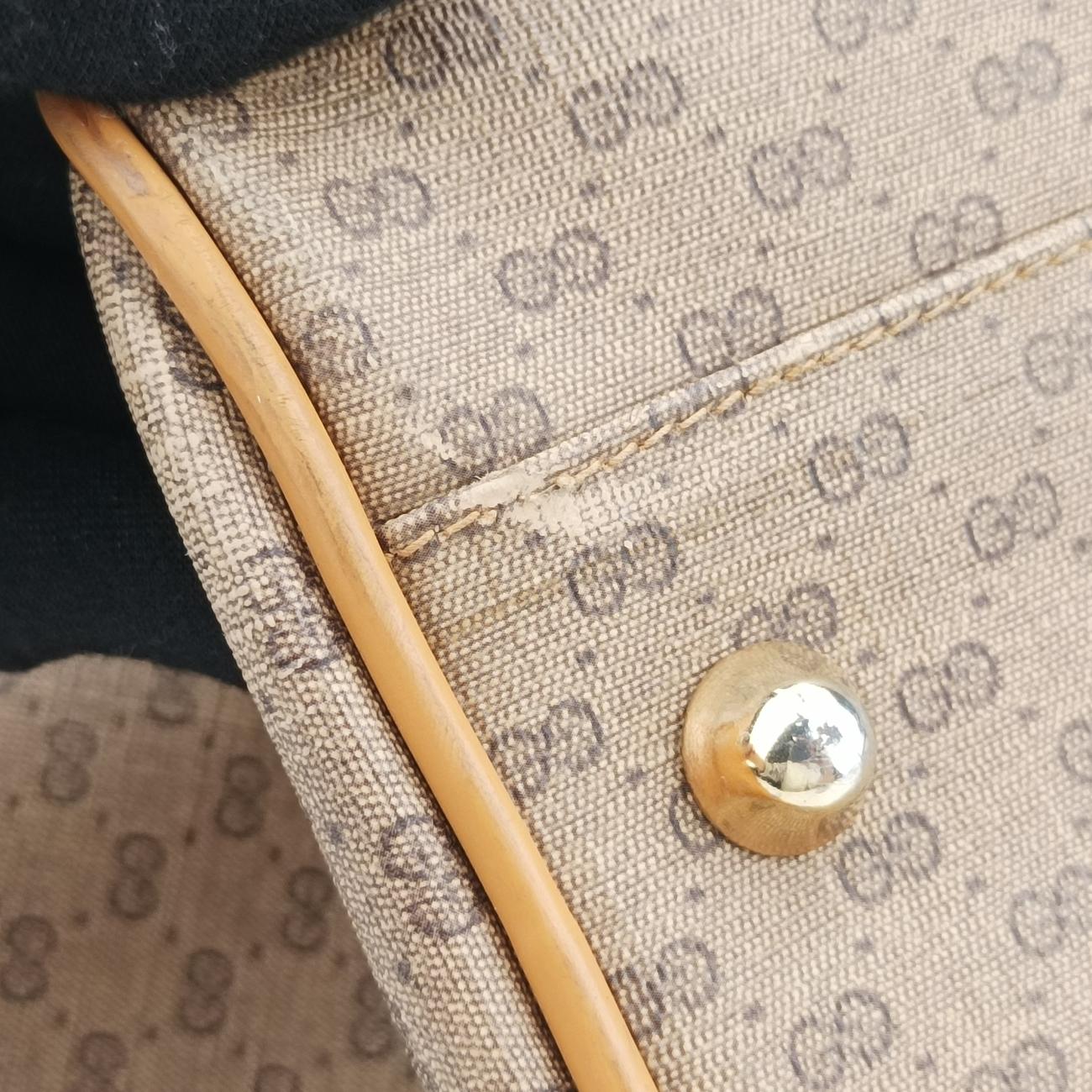 Pre-owned Gucci GG Micro Beige x Red x Green PVC coated canvas 12.9 handbag | stylenewstar