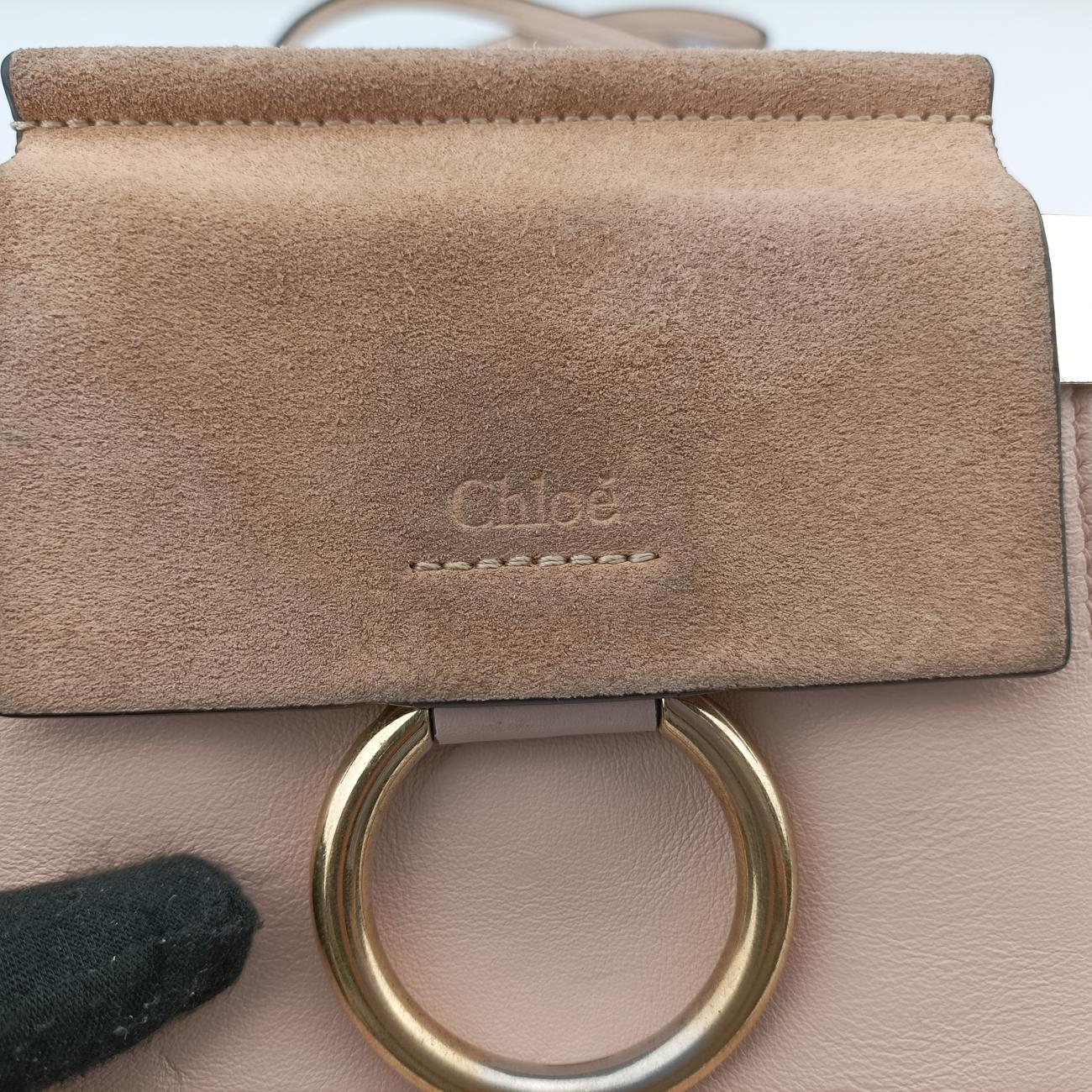 Pre-owned Chloe FAYE Pink×Beige Leather × suede  shoulderbag | stylenewstar