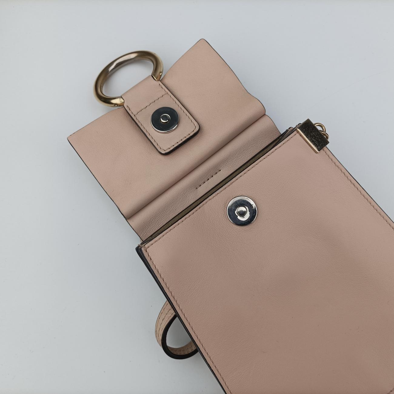 Pre-owned Chloe FAYE Pink×Beige Leather × suede  shoulderbag | stylenewstar