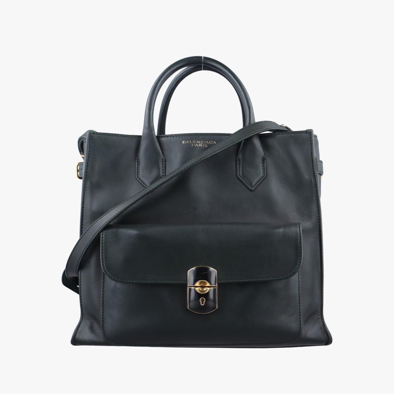 Pre-owned Balenciaga Padlock All Afternoon Green Leather  shoulderbag | stylenewstar