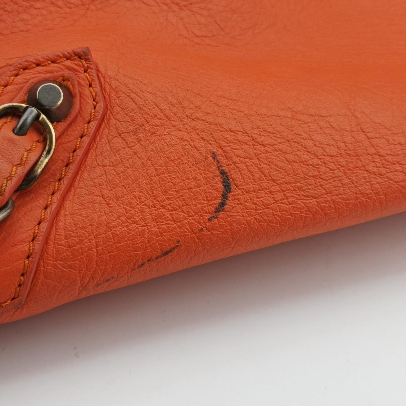 Pre-owned Balenciaga The Paper Orange Lambskin  shoulderbag | stylenewstar