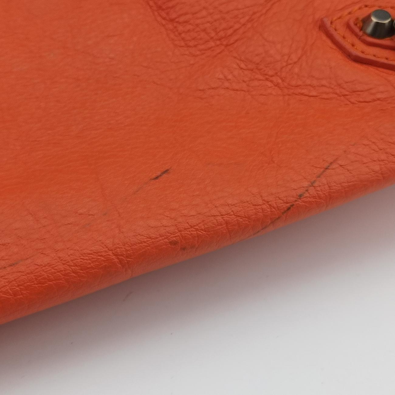 Pre-owned Balenciaga The Paper Orange Lambskin  shoulderbag | stylenewstar