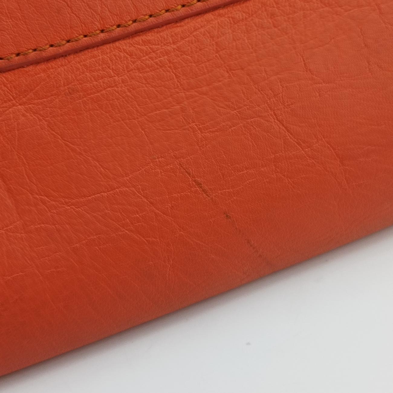 Pre-owned Balenciaga The Paper Orange Lambskin  shoulderbag | stylenewstar
