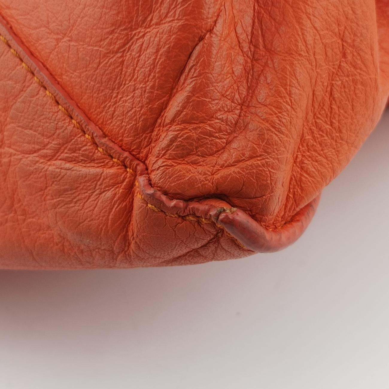 Pre-owned Balenciaga The Paper Orange Lambskin  shoulderbag | stylenewstar