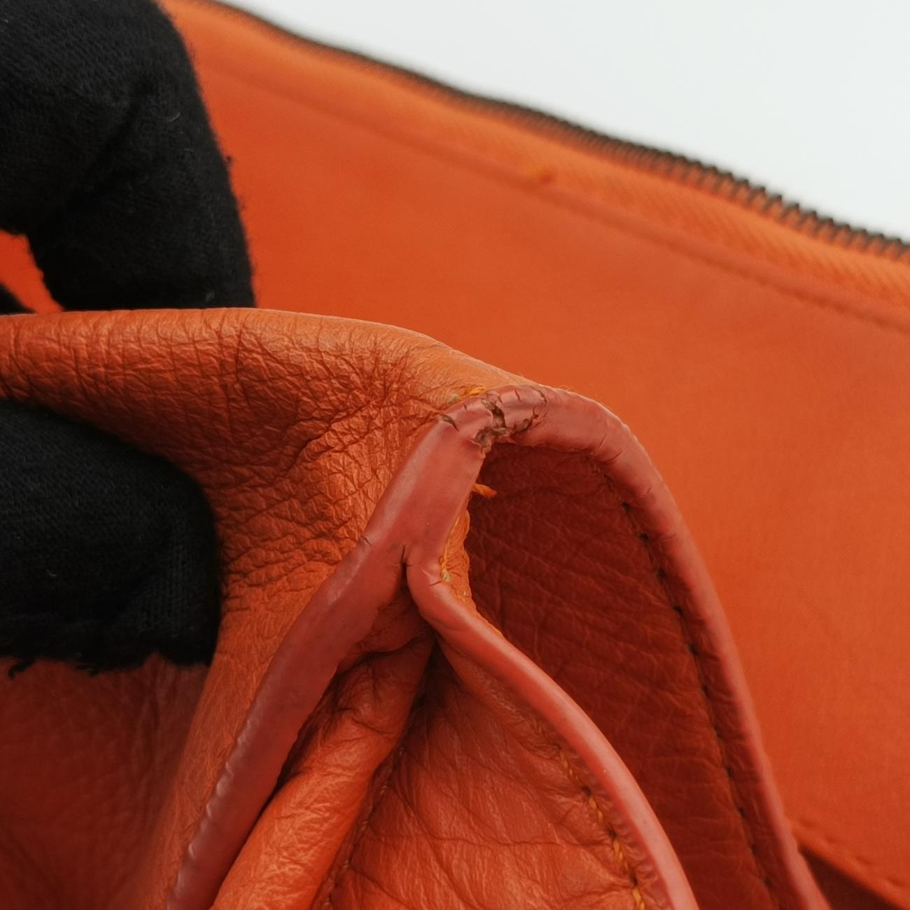 Pre-owned Balenciaga The Paper Orange Lambskin  shoulderbag | stylenewstar