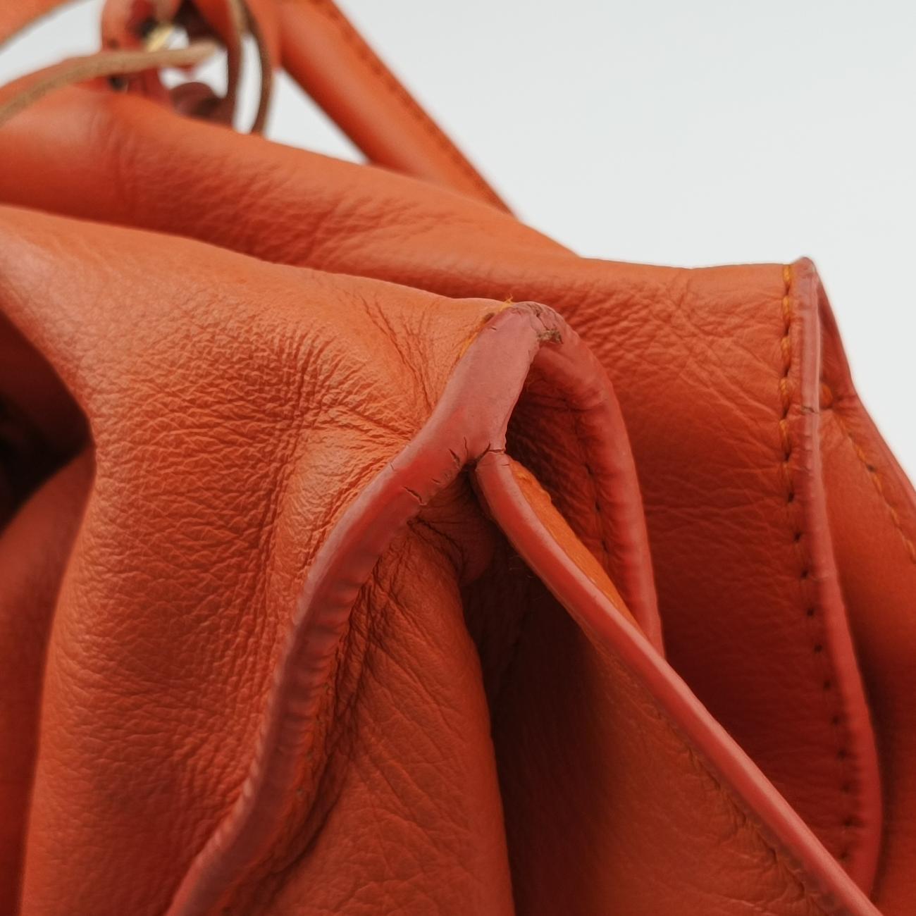 Pre-owned Balenciaga The Paper Orange Lambskin  shoulderbag | stylenewstar