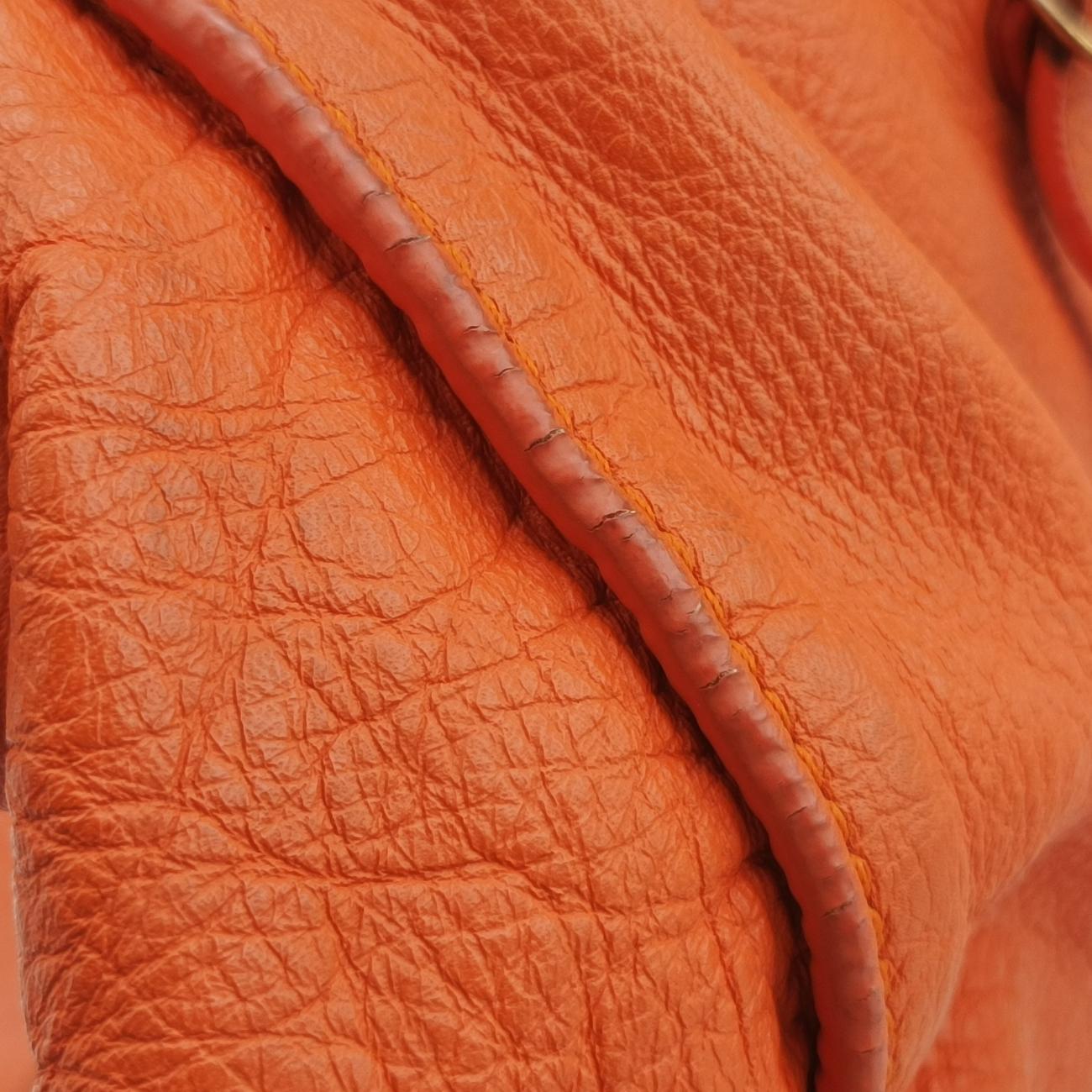 Pre-owned Balenciaga The Paper Orange Lambskin  shoulderbag | stylenewstar