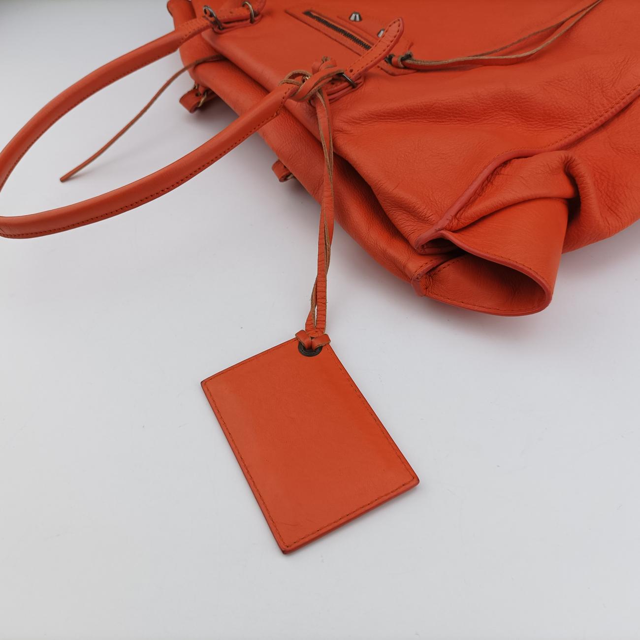 Pre-owned Balenciaga The Paper Orange Lambskin  shoulderbag | stylenewstar