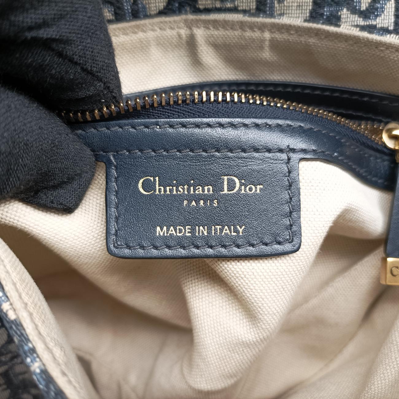Secondhand Christian Dior Saddle Navy×Gray Jacquard  shoulderbag | stylenewstar