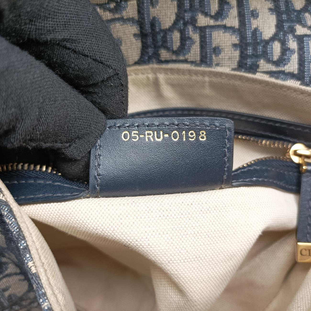 Secondhand Christian Dior Saddle Navy×Gray Jacquard  shoulderbag | stylenewstar