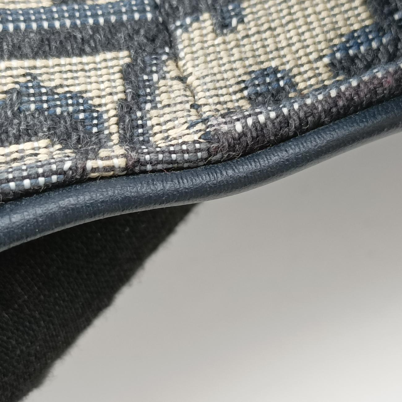 Secondhand Christian Dior Saddle Navy×Gray Jacquard  shoulderbag | stylenewstar