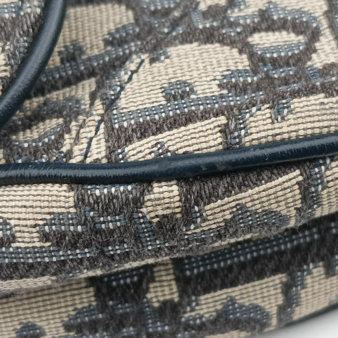 Secondhand Christian Dior Saddle Navy×Gray Jacquard  shoulderbag | stylenewstar