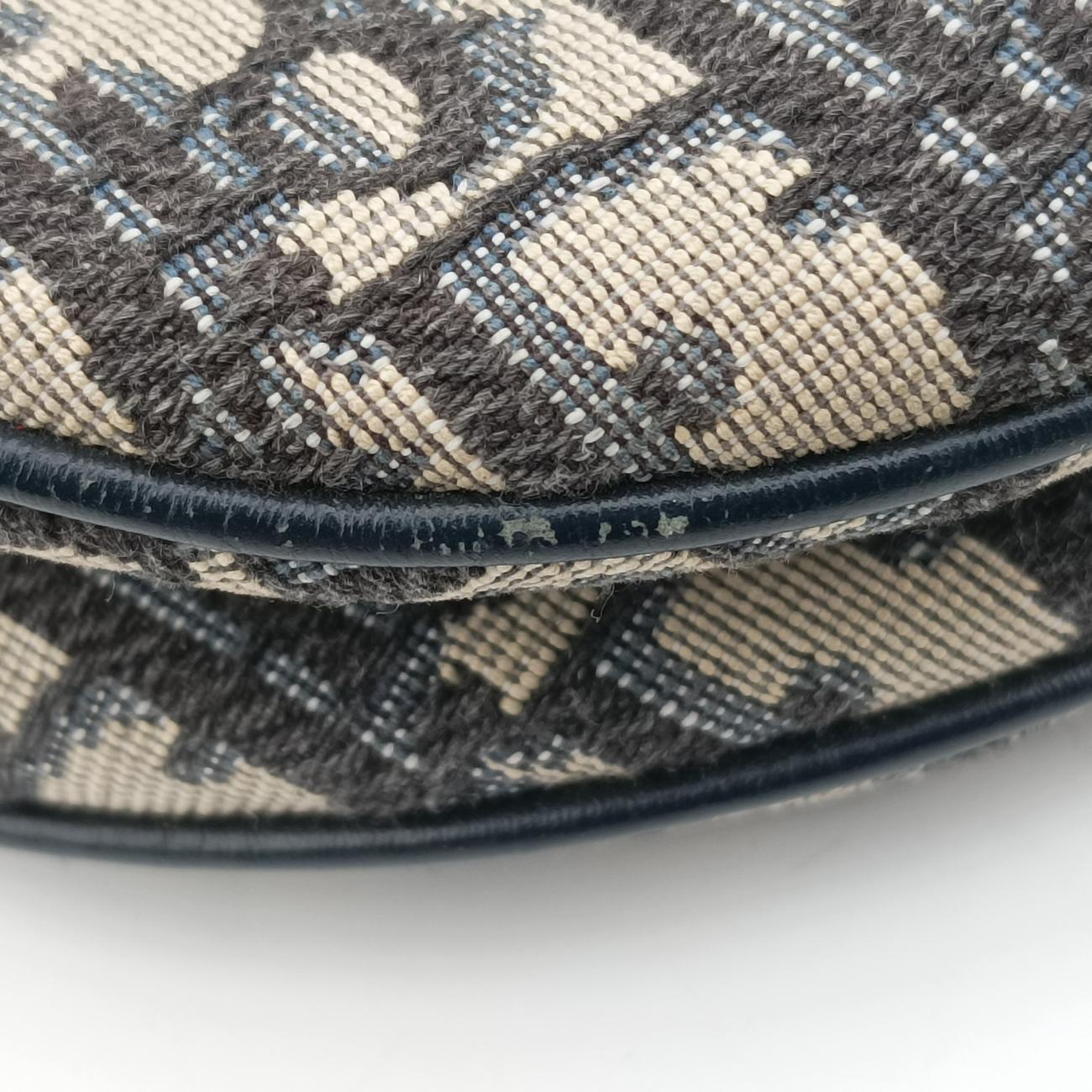 Secondhand Christian Dior Saddle Navy×Gray Jacquard  shoulderbag | stylenewstar
