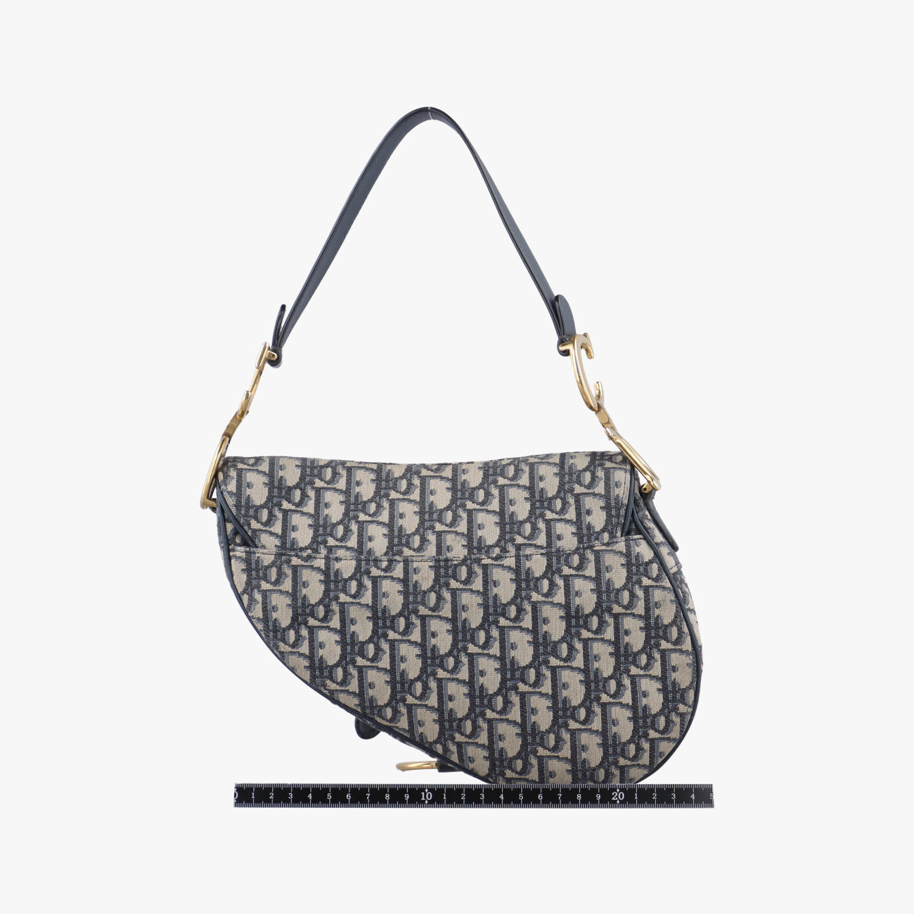 Secondhand Christian Dior Saddle Navy×Gray Jacquard  shoulderbag | stylenewstar