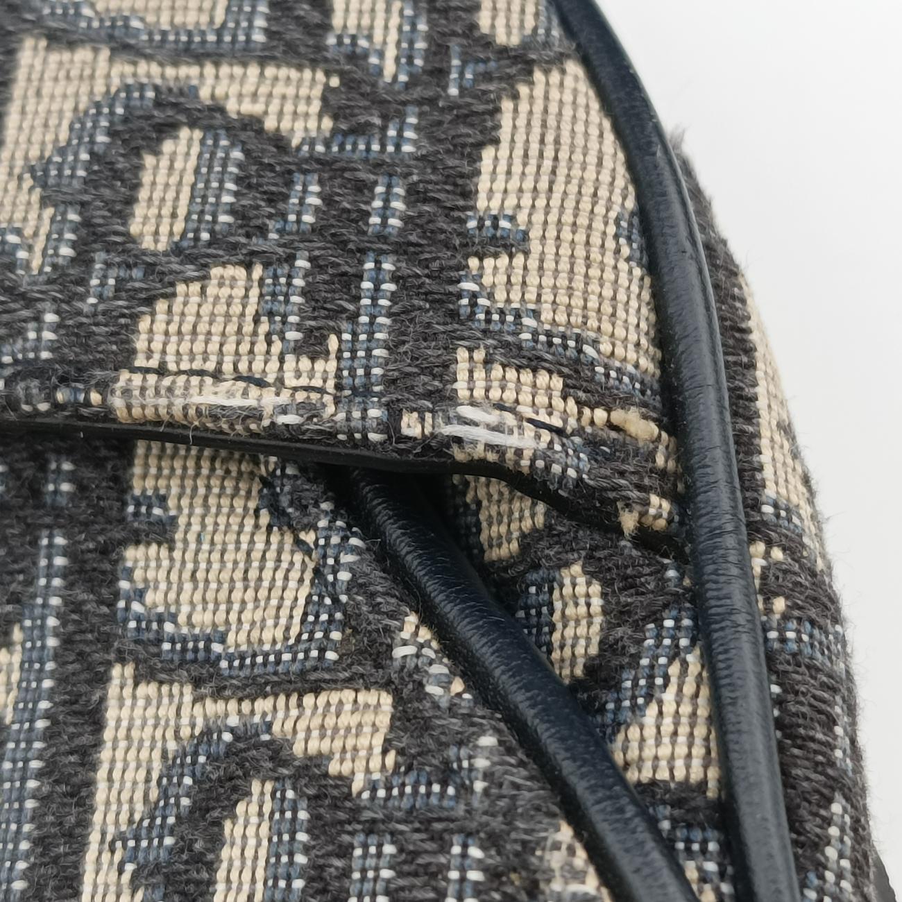 Secondhand Christian Dior Saddle Navy×Gray Jacquard  shoulderbag | stylenewstar