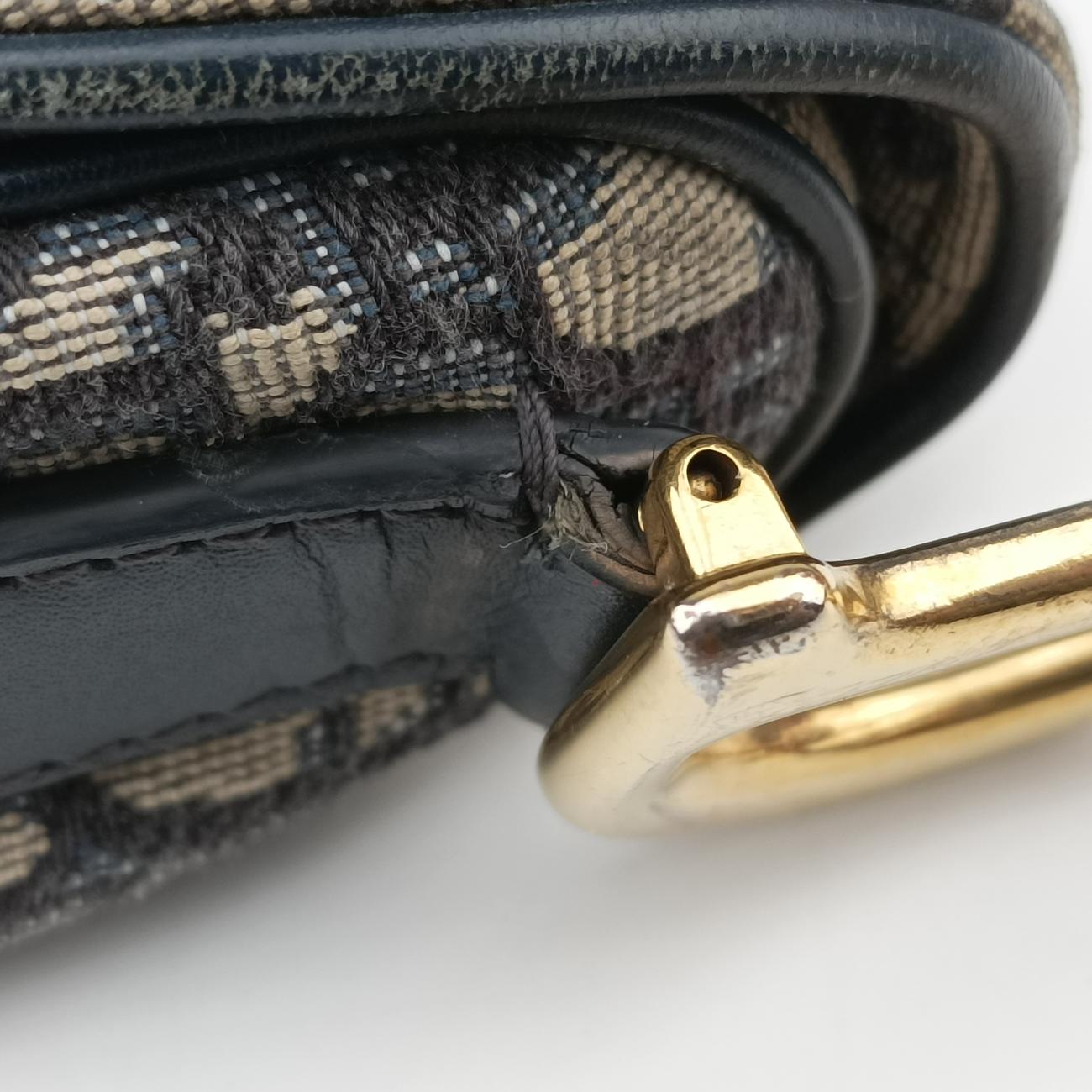 Secondhand Christian Dior Saddle Navy×Gray Jacquard  shoulderbag | stylenewstar