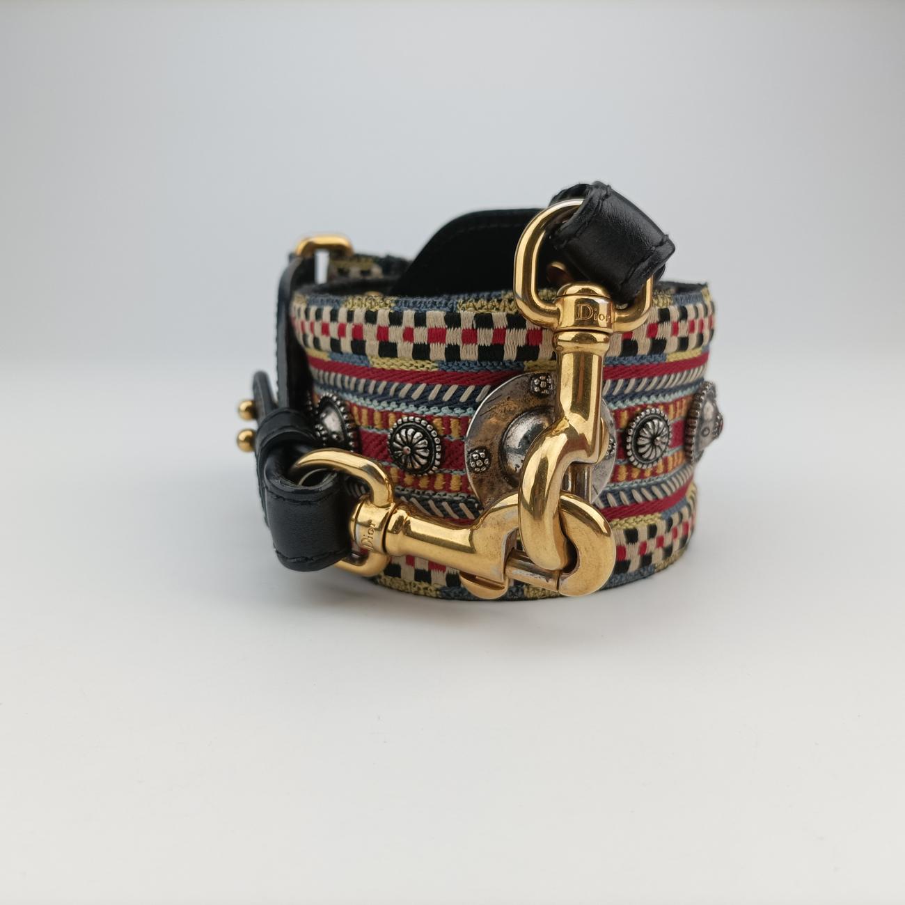 Secondhand Christian Dior Saddle Navy×Gray Jacquard  shoulderbag | stylenewstar