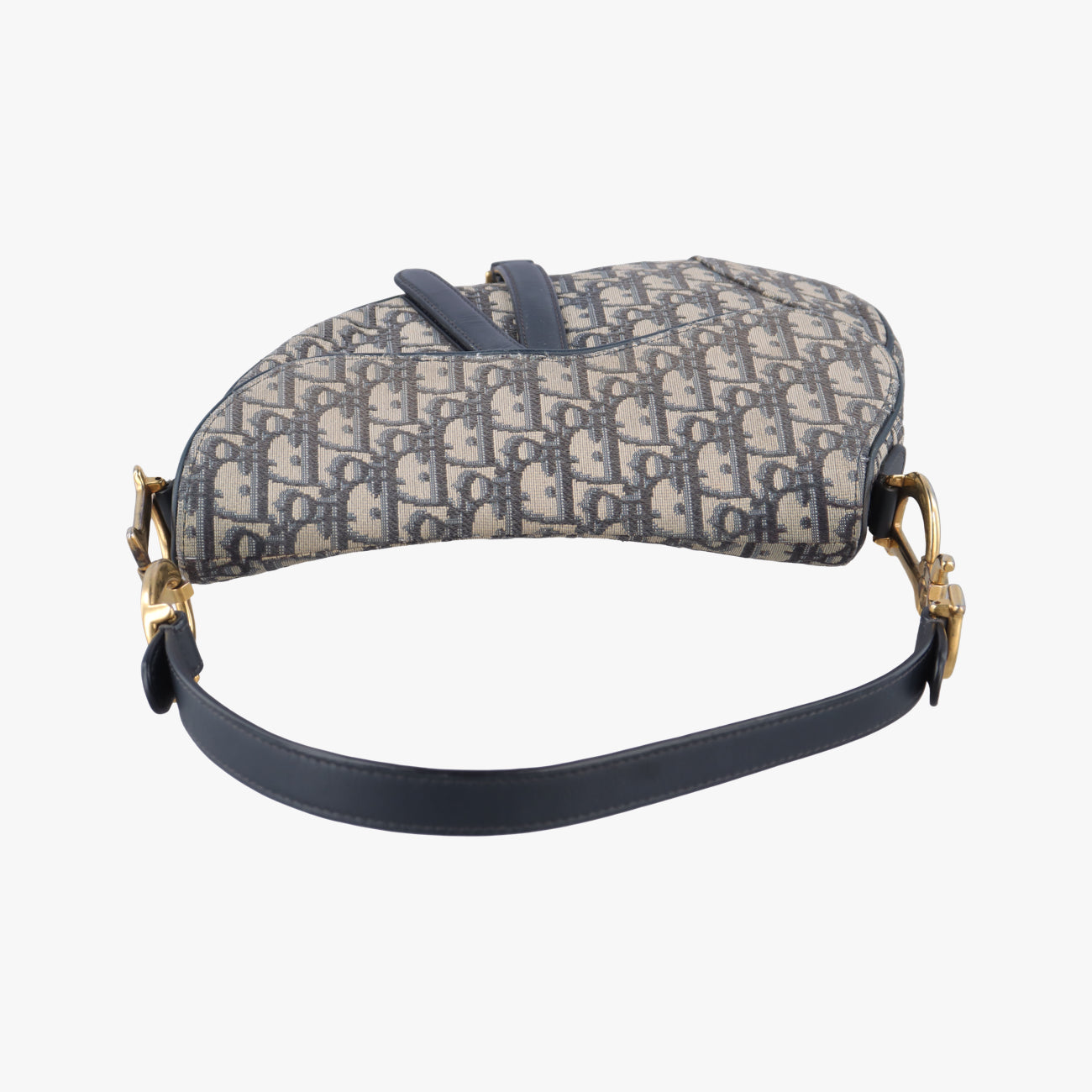 Secondhand Christian Dior Saddle Navy×Gray Jacquard  shoulderbag | stylenewstar