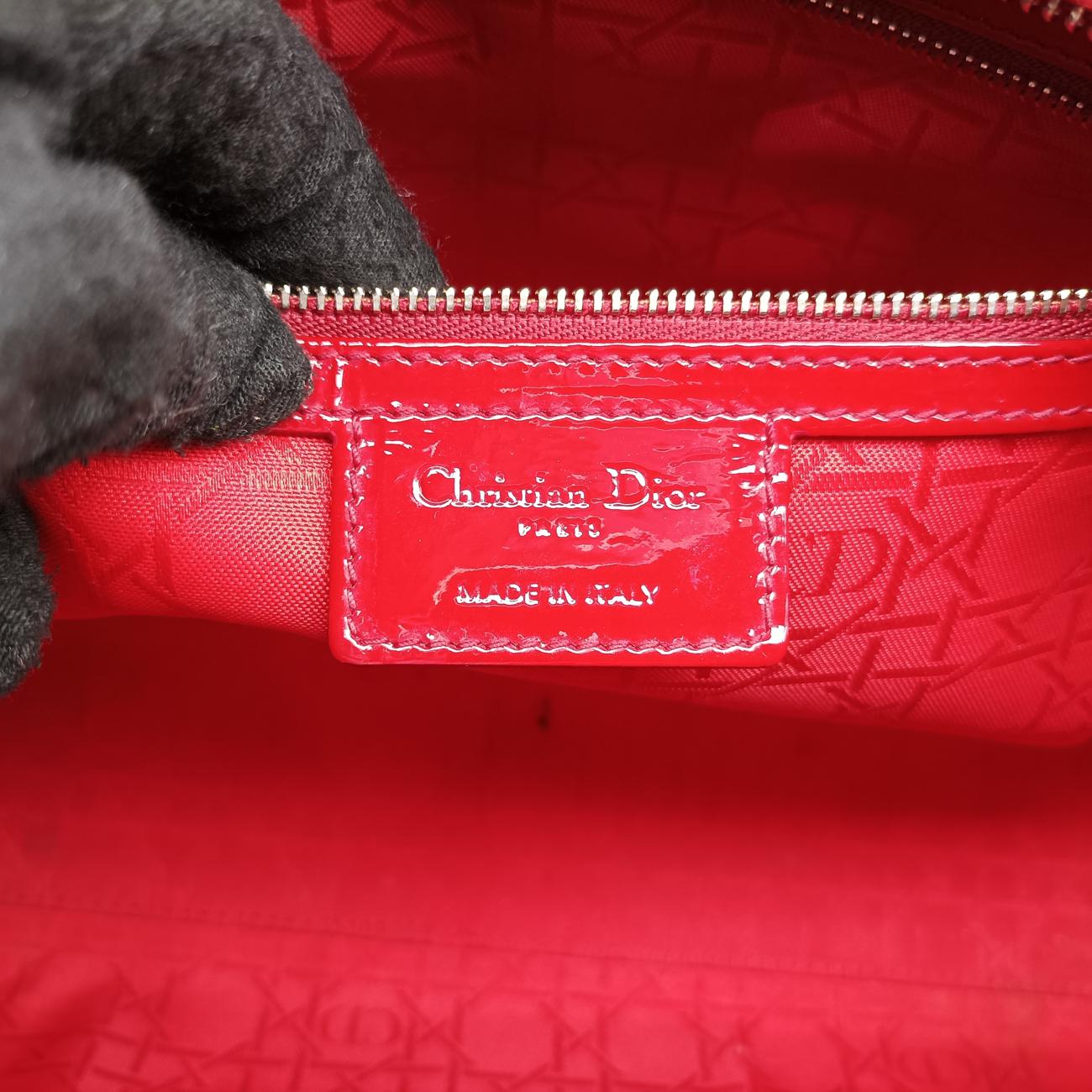 Pre-owned Christian Dior Lady Dior Red Patent  handbag | stylenewstar