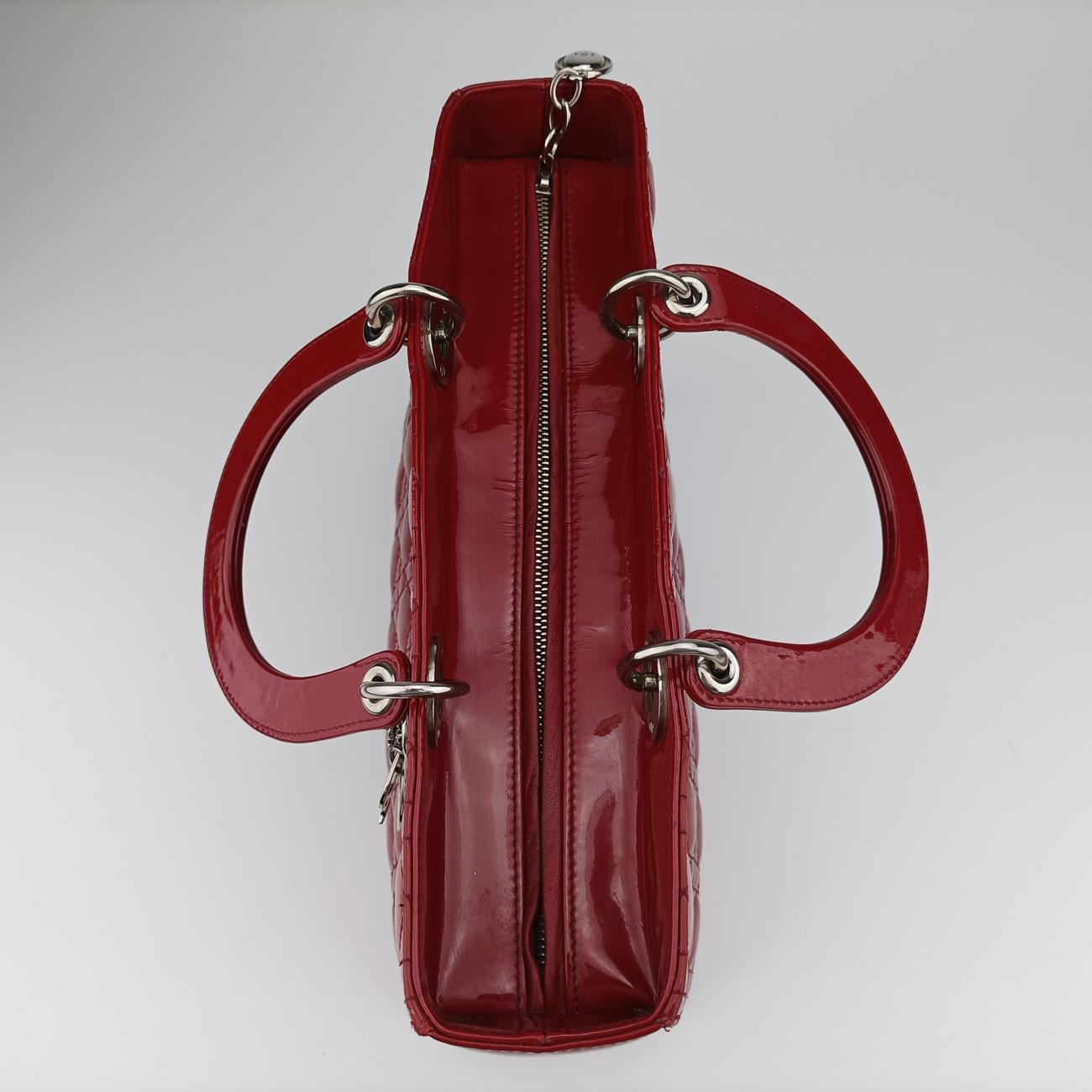 Pre-owned Christian Dior Lady Dior Red Patent  handbag | stylenewstar