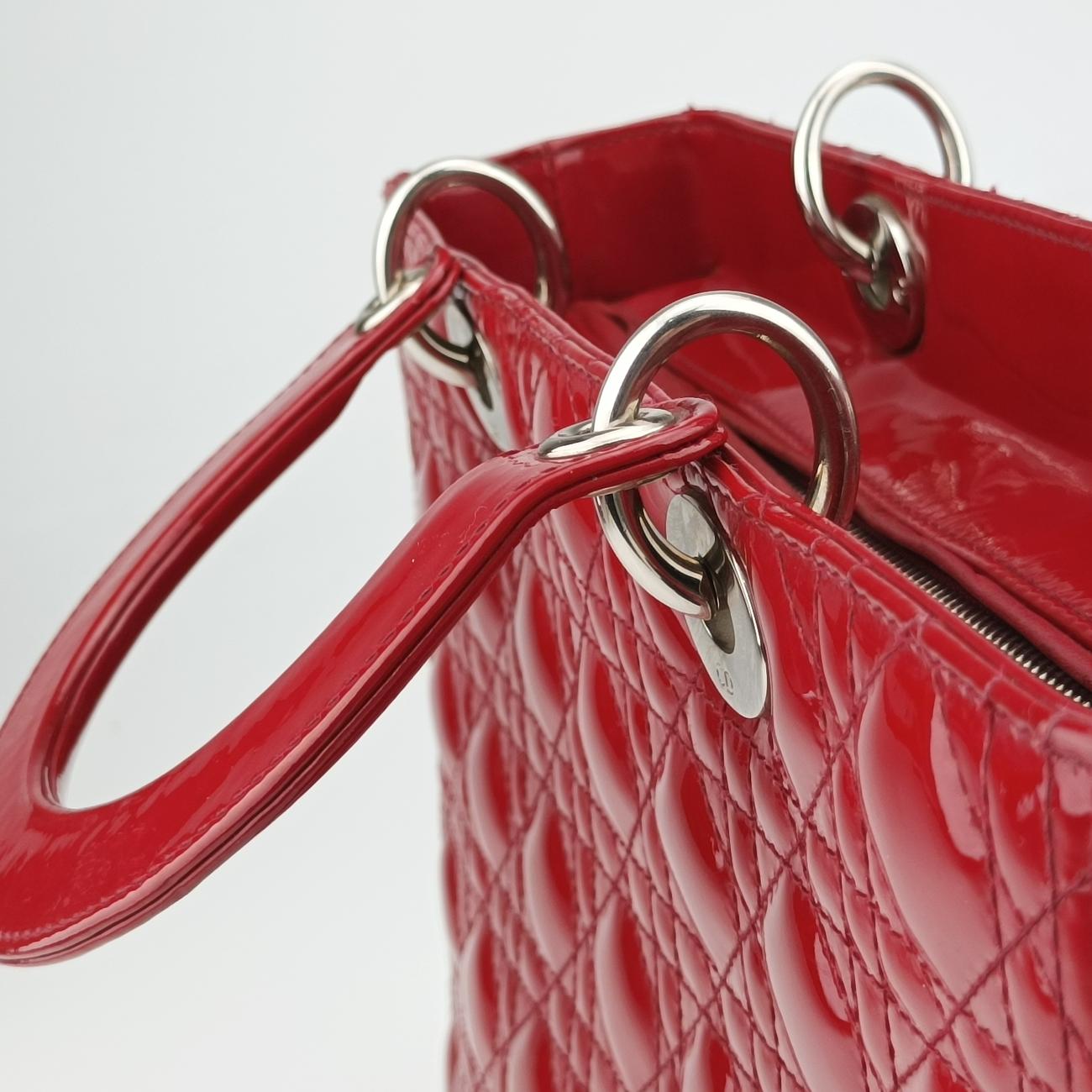 Pre-owned Christian Dior Lady Dior Red Patent  handbag | stylenewstar