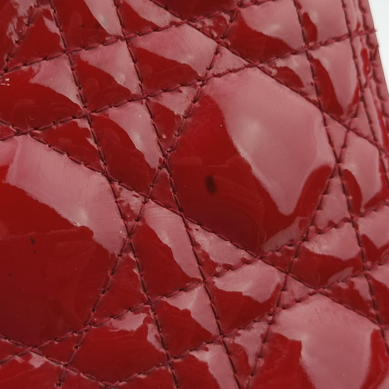 Pre-owned Christian Dior Lady Dior Red Patent  handbag | stylenewstar