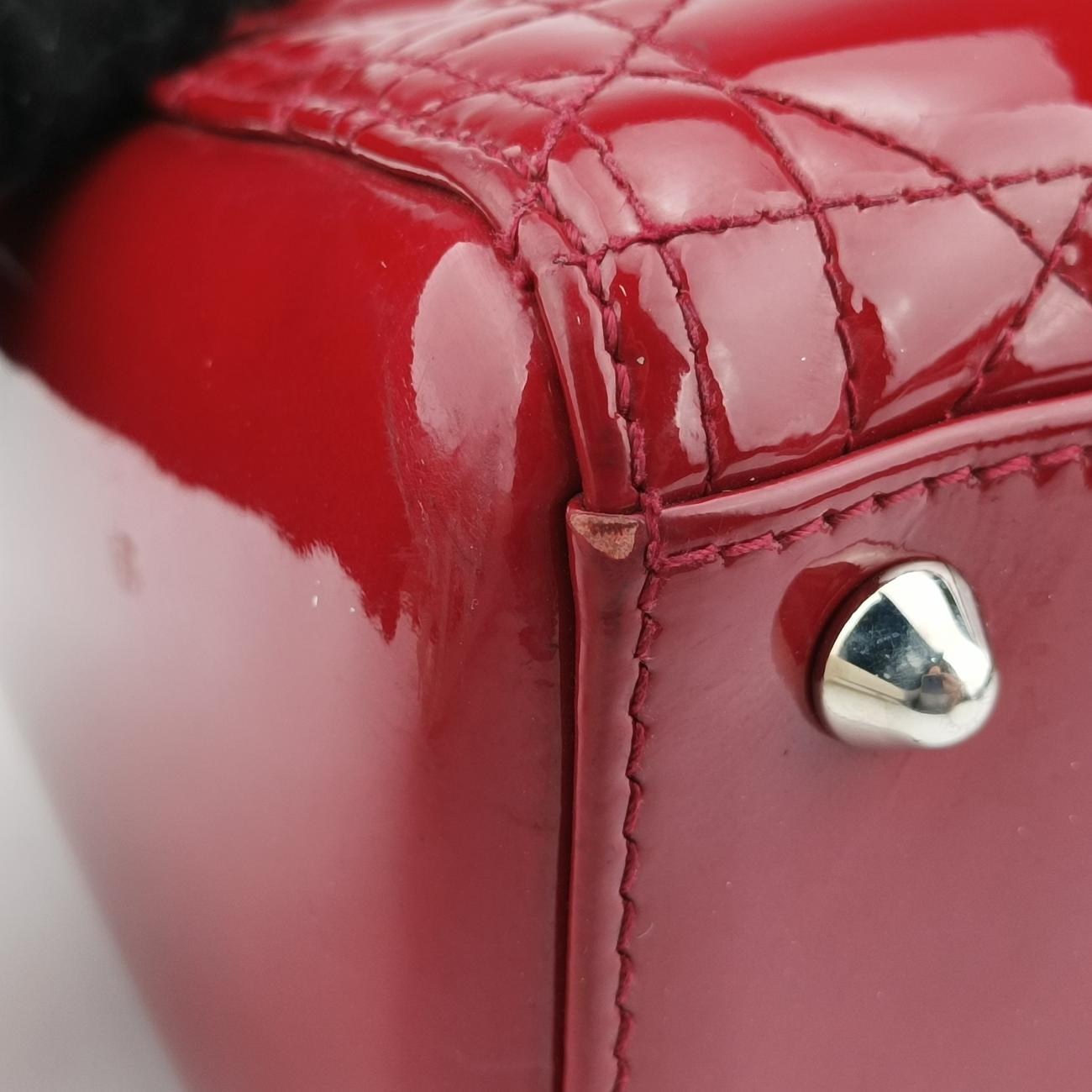 Pre-owned Christian Dior Lady Dior Red Patent  handbag | stylenewstar