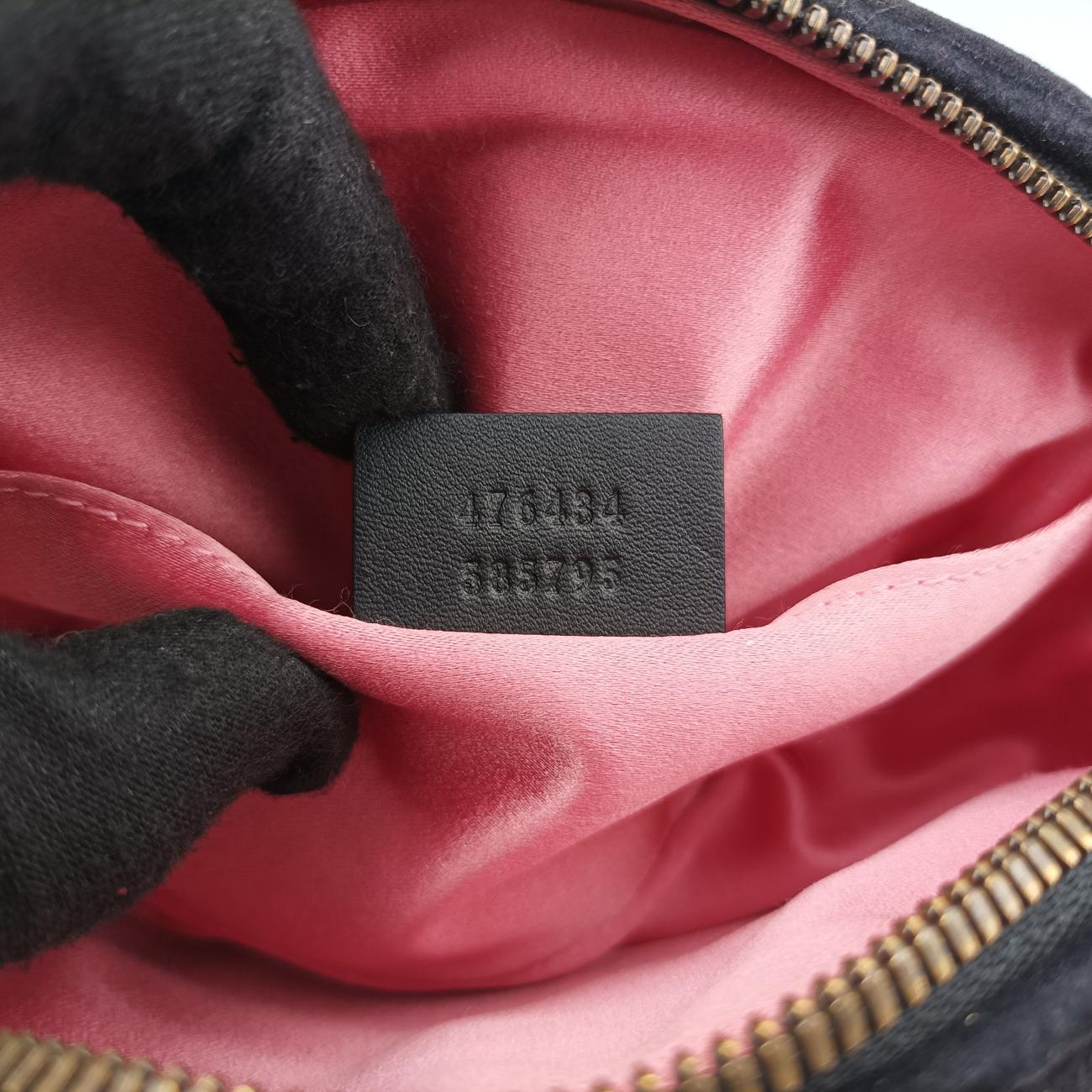 Pre-owned Gucci GG Marmont Black velour 476434 bum bag/waist bag | stylenewstar