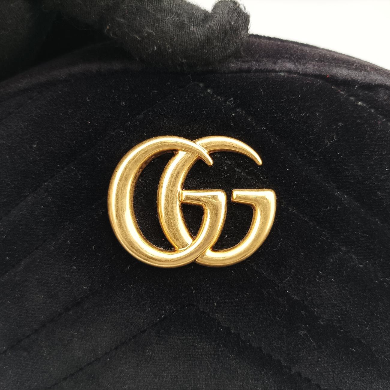 Pre-owned Gucci GG Marmont Black velour 476434 bum bag/waist bag | stylenewstar