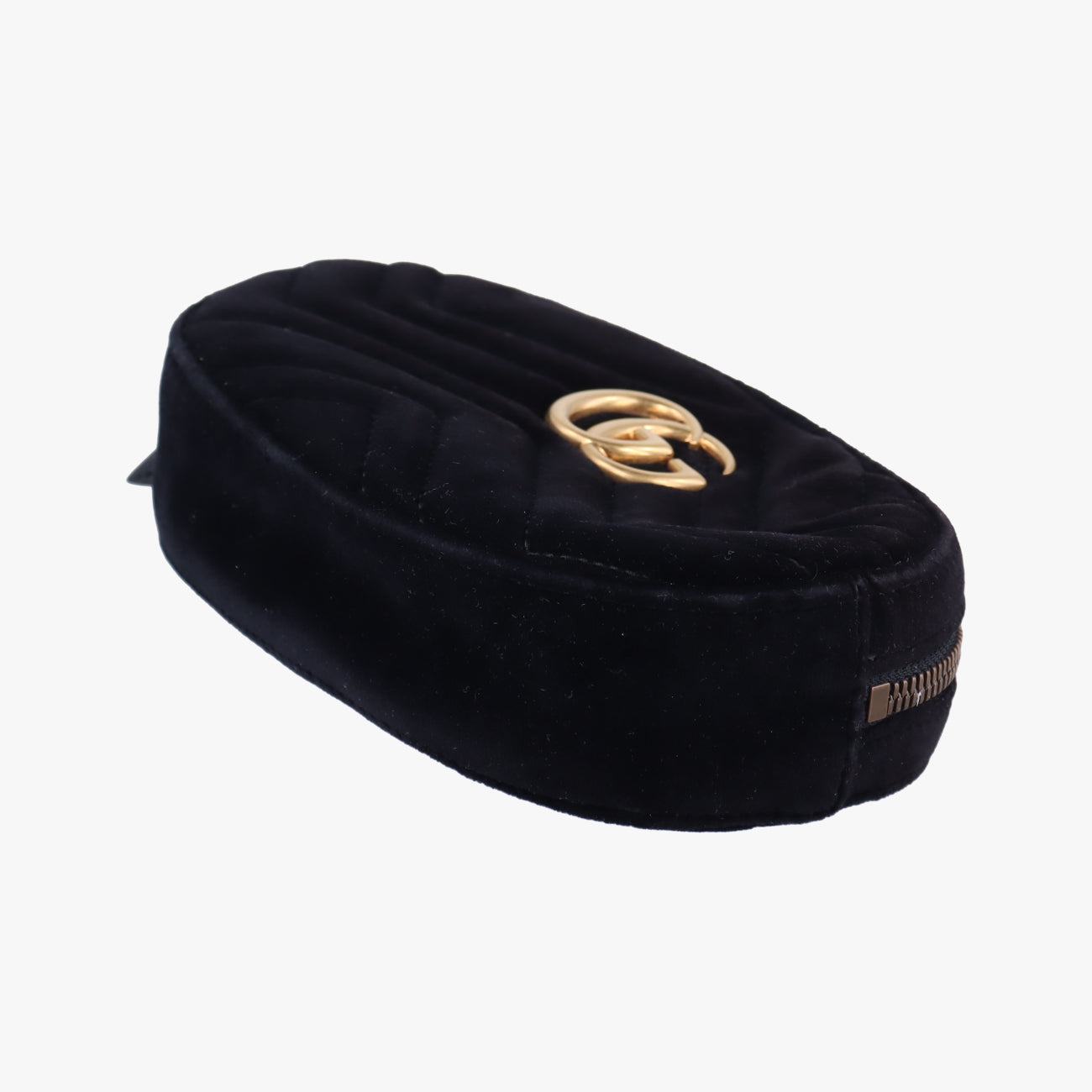 Pre-owned Gucci GG Marmont Black velour 476434 bum bag/waist bag | stylenewstar