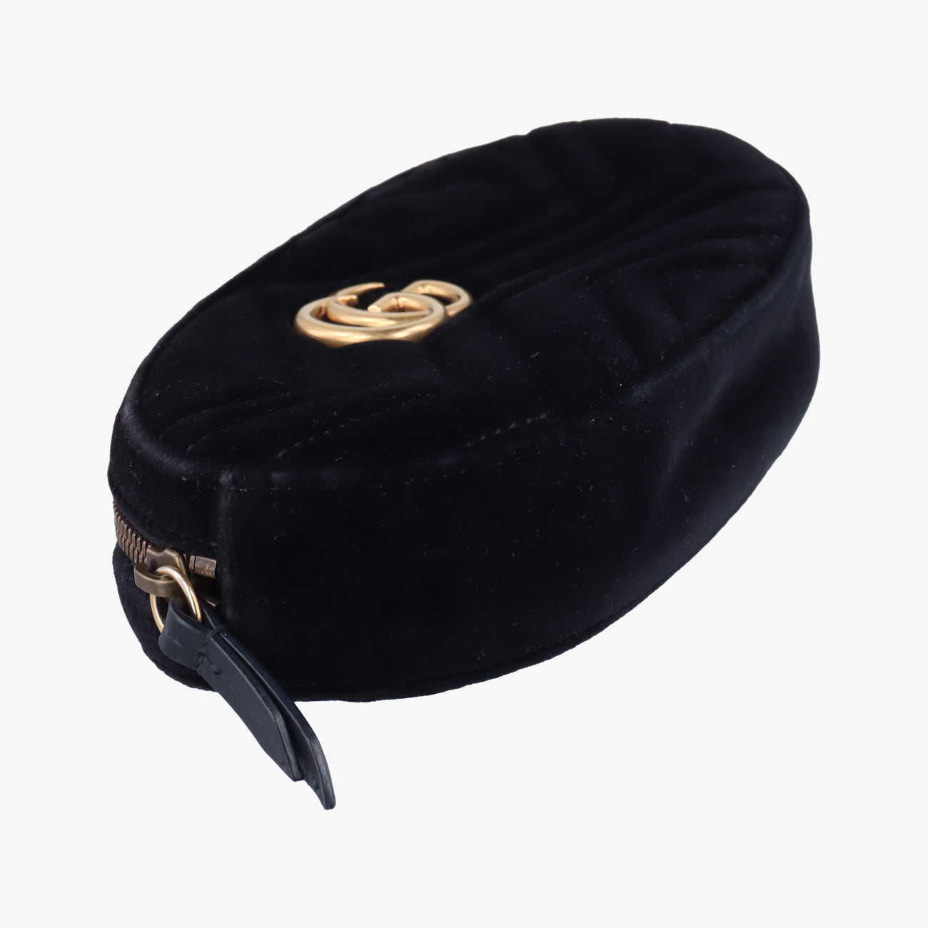 Pre-owned Gucci GG Marmont Black velour 476434 bum bag/waist bag | stylenewstar
