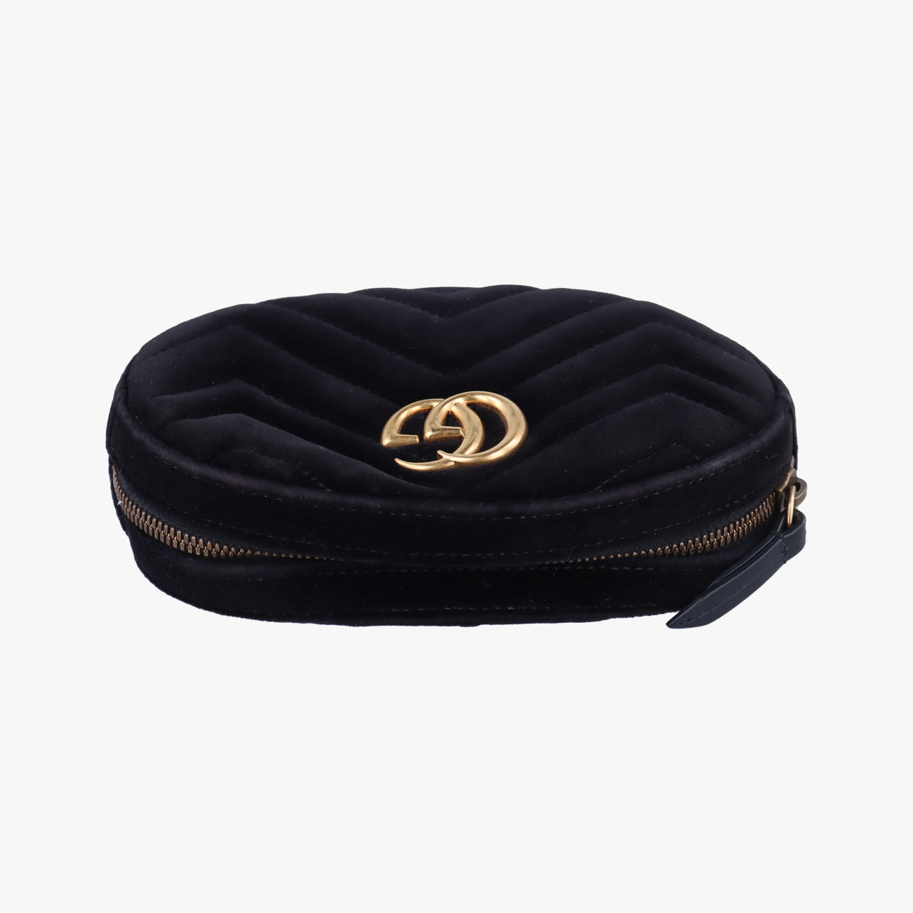 Pre-owned Gucci GG Marmont Black velour 476434 bum bag/waist bag | stylenewstar